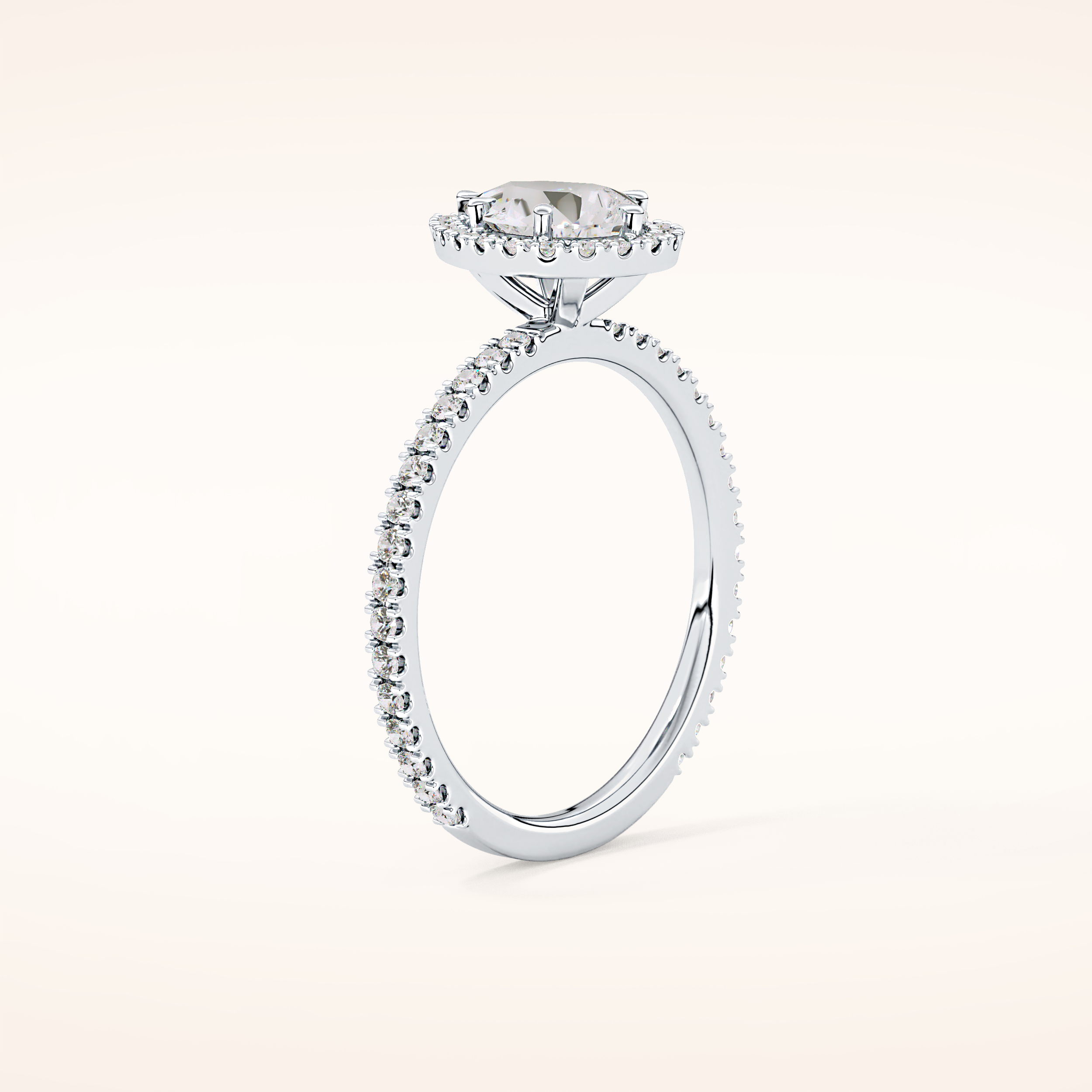 0.86 CT Pear Shaped Halo & Pave Moissanite Engagement Ring