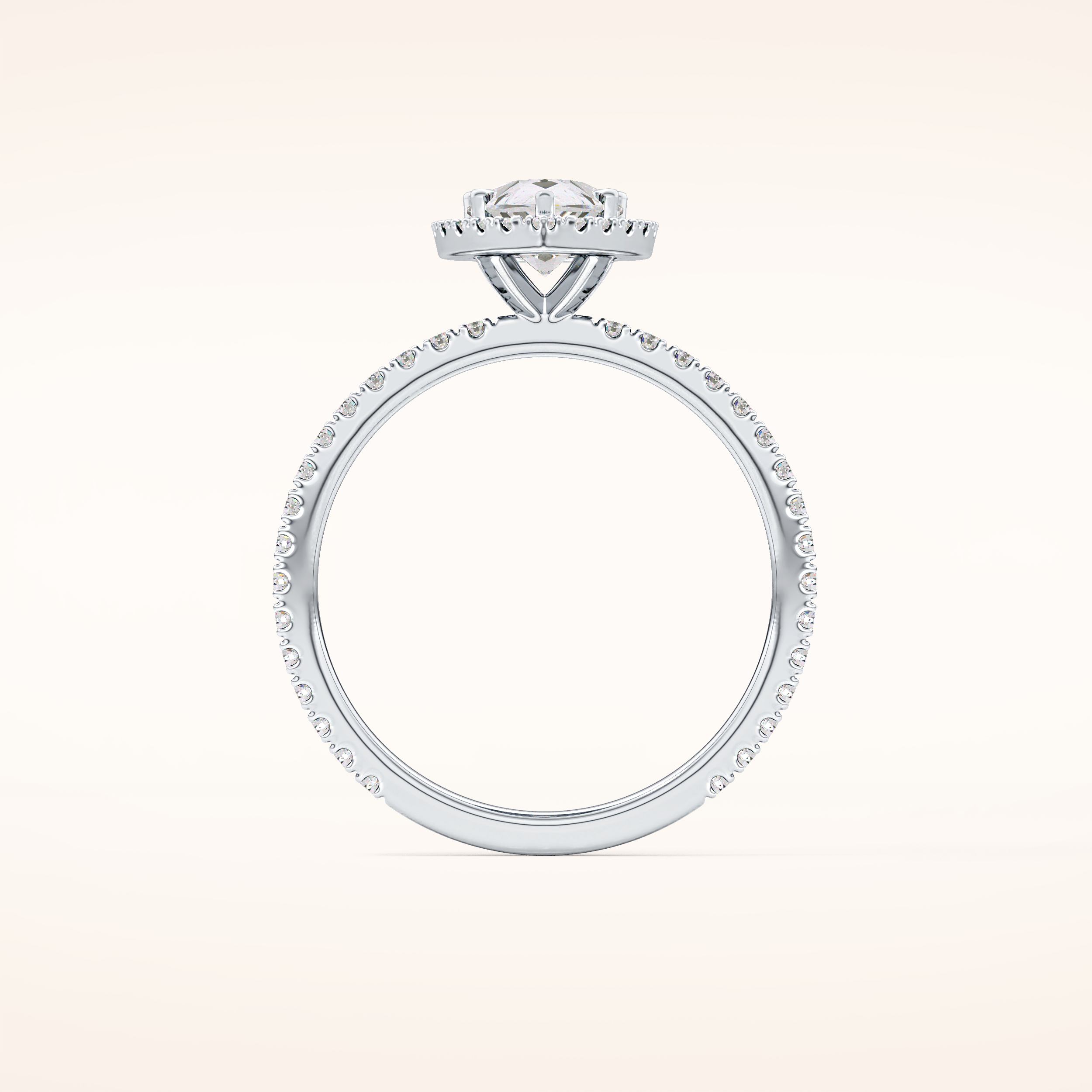 0.86 CT Pear Shaped Halo & Pave Moissanite Engagement Ring