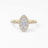 Marquise Halo & Pave Lab Grown Diamond Engagement Ring