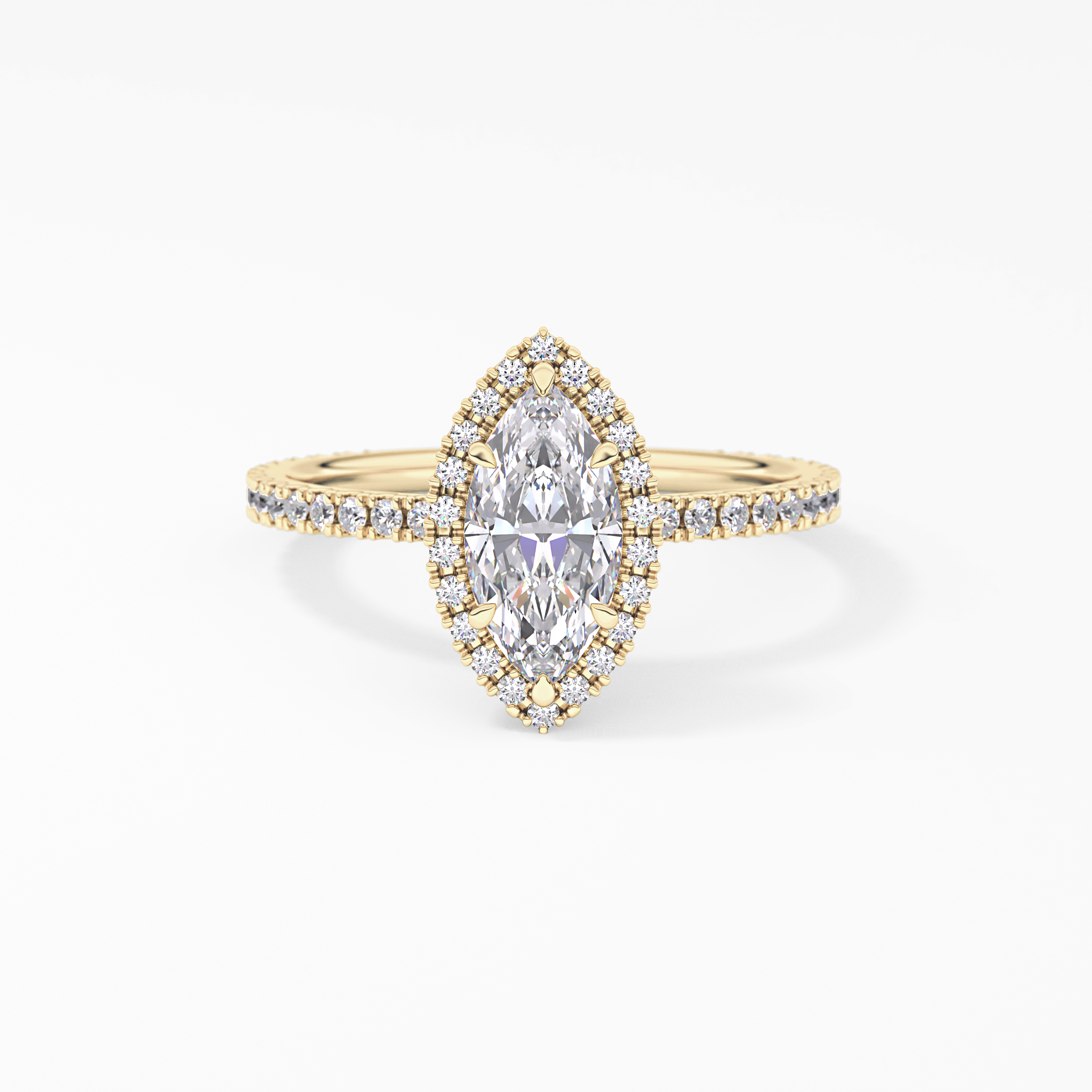 Marquise Halo & Pave Lab Grown Diamond Engagement Ring