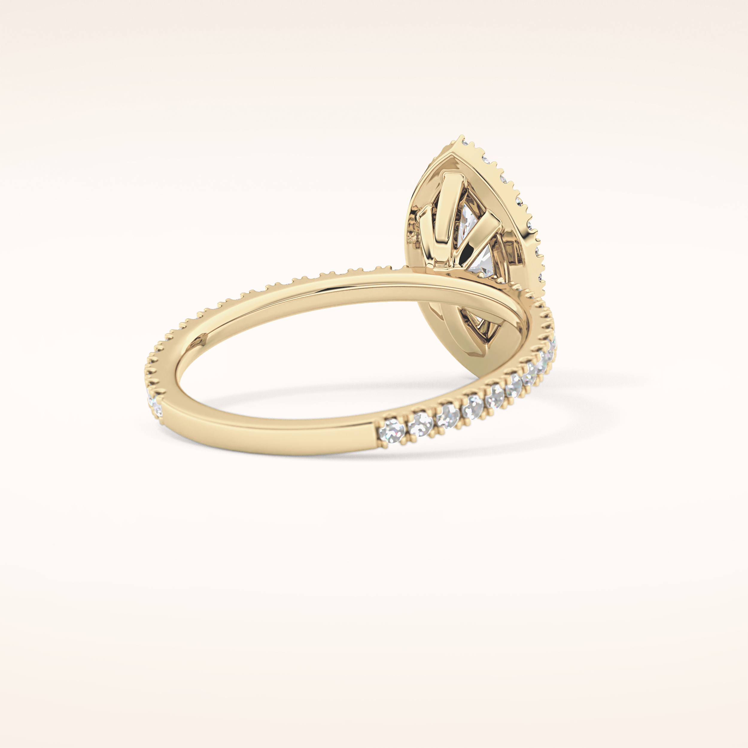 0.82 CT Marquise Shaped Halo & Pave Moissanite Engagement Ring