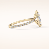 0.82 CT Marquise Shaped Halo & Pave Moissanite Engagement Ring