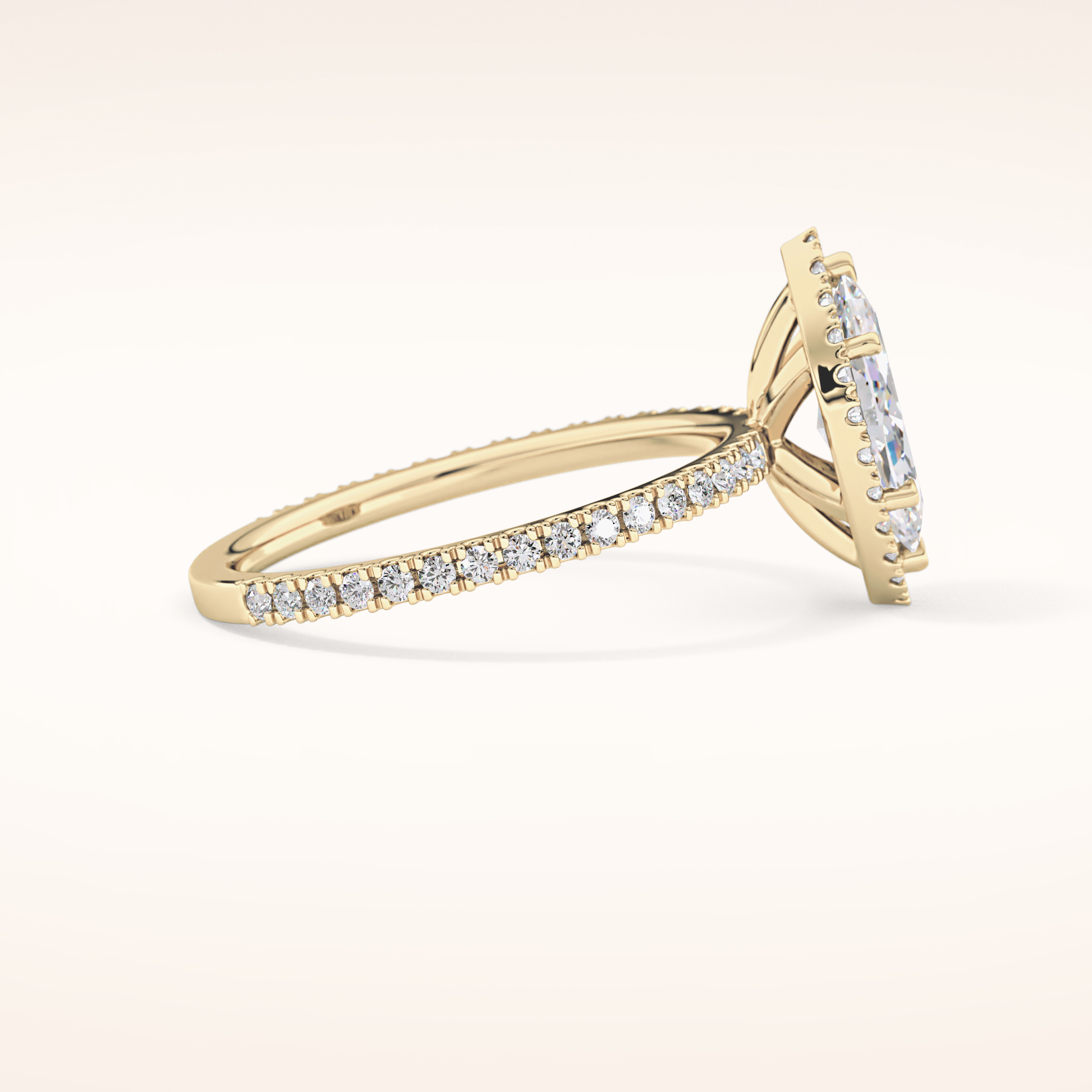 0.82 CT Marquise Shaped Halo & Pave Moissanite Engagement Ring