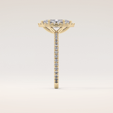 0.82 CT Marquise Shaped Halo & Pave Moissanite Engagement Ring