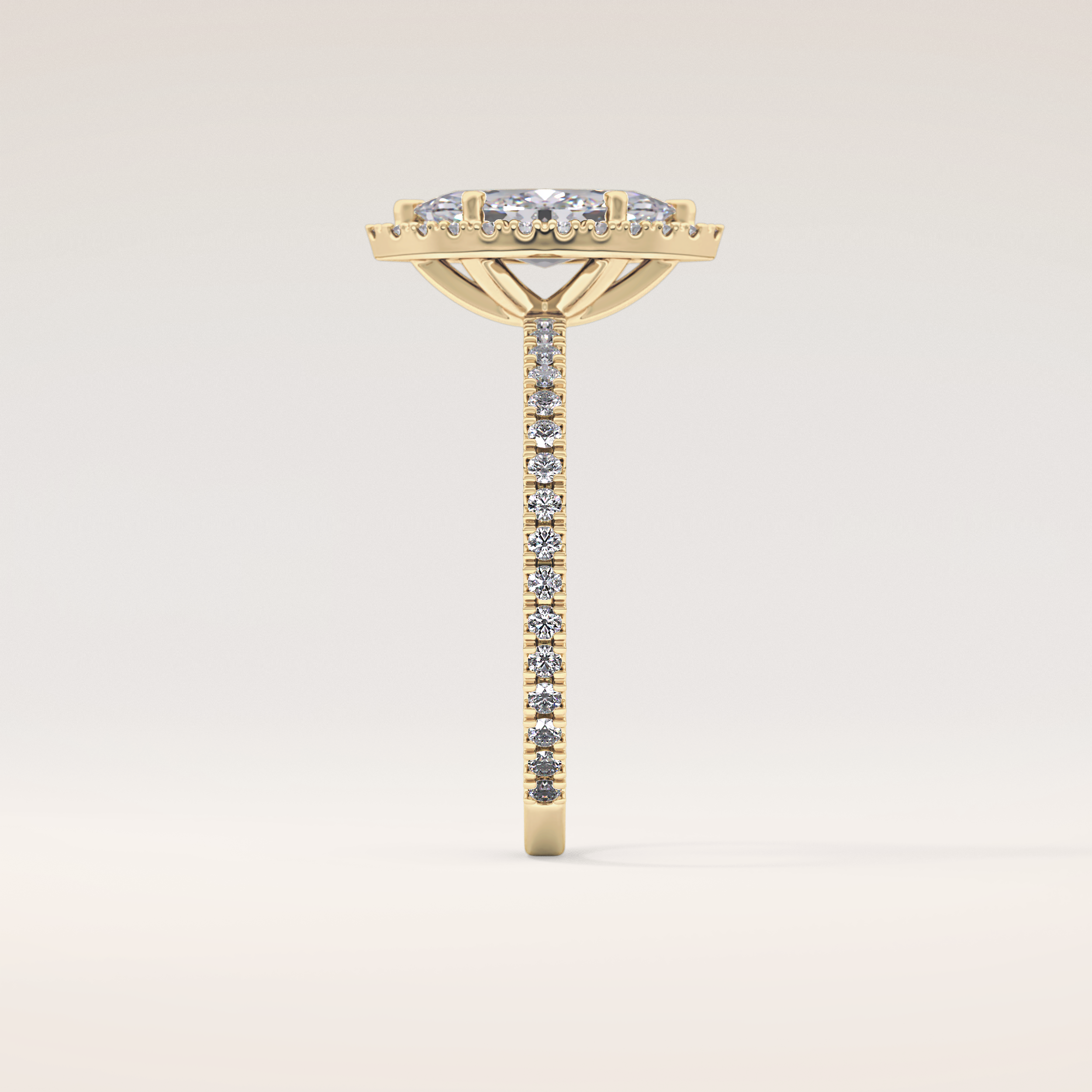 0.82 CT Marquise Shaped Halo & Pave Moissanite Engagement Ring
