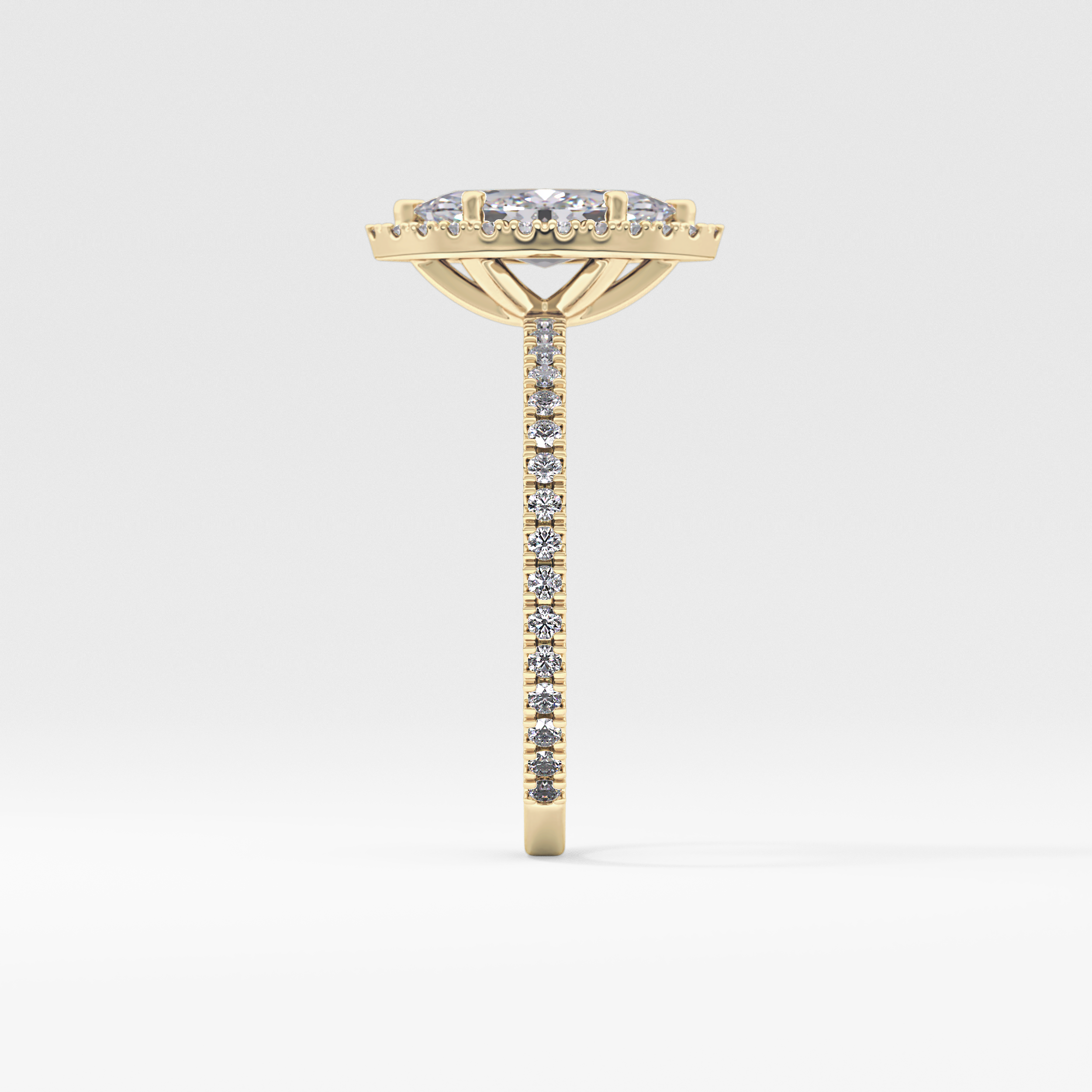 Marquise Halo & Pave Lab Grown Diamond Engagement Ring