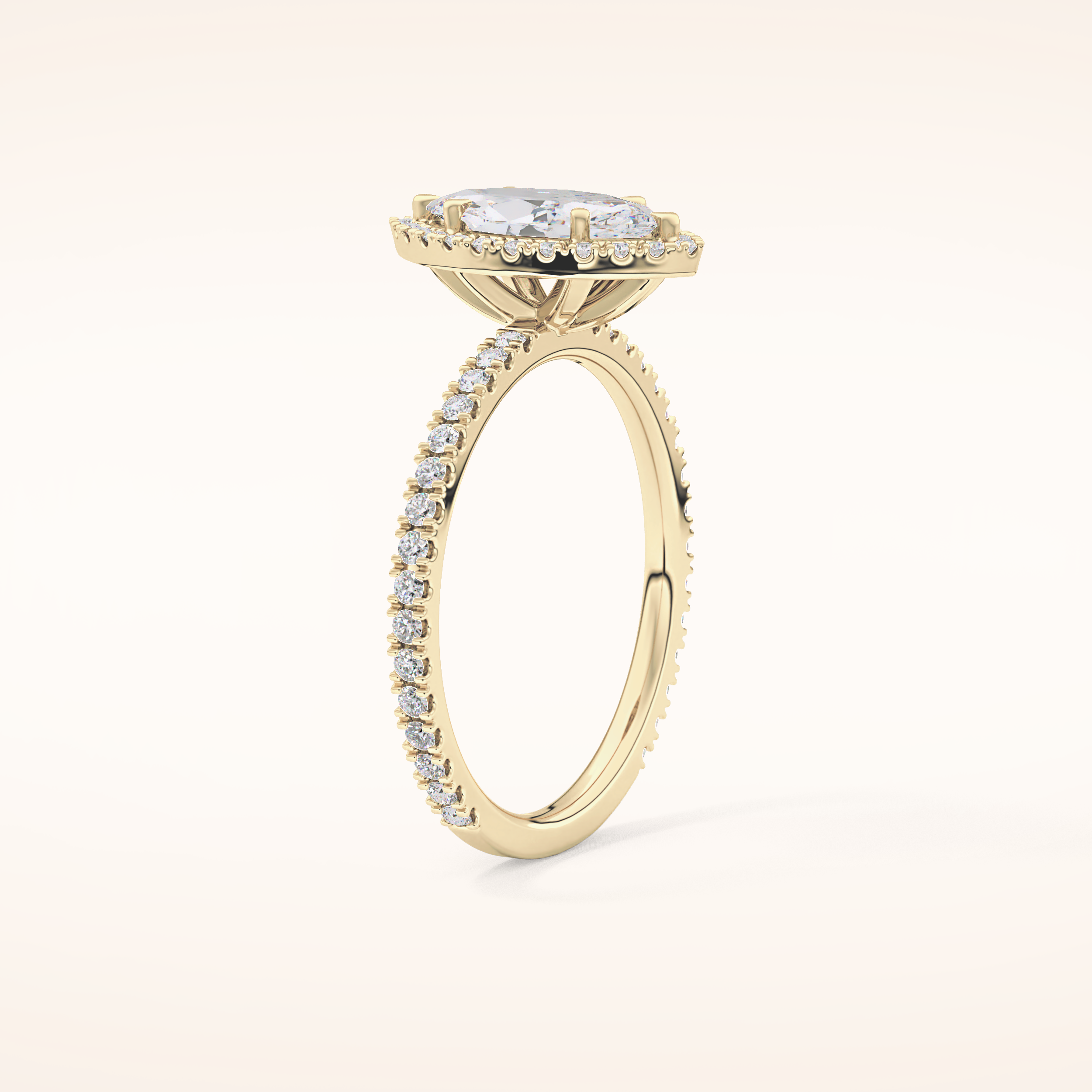 0.82 CT Marquise Shaped Halo & Pave Moissanite Engagement Ring