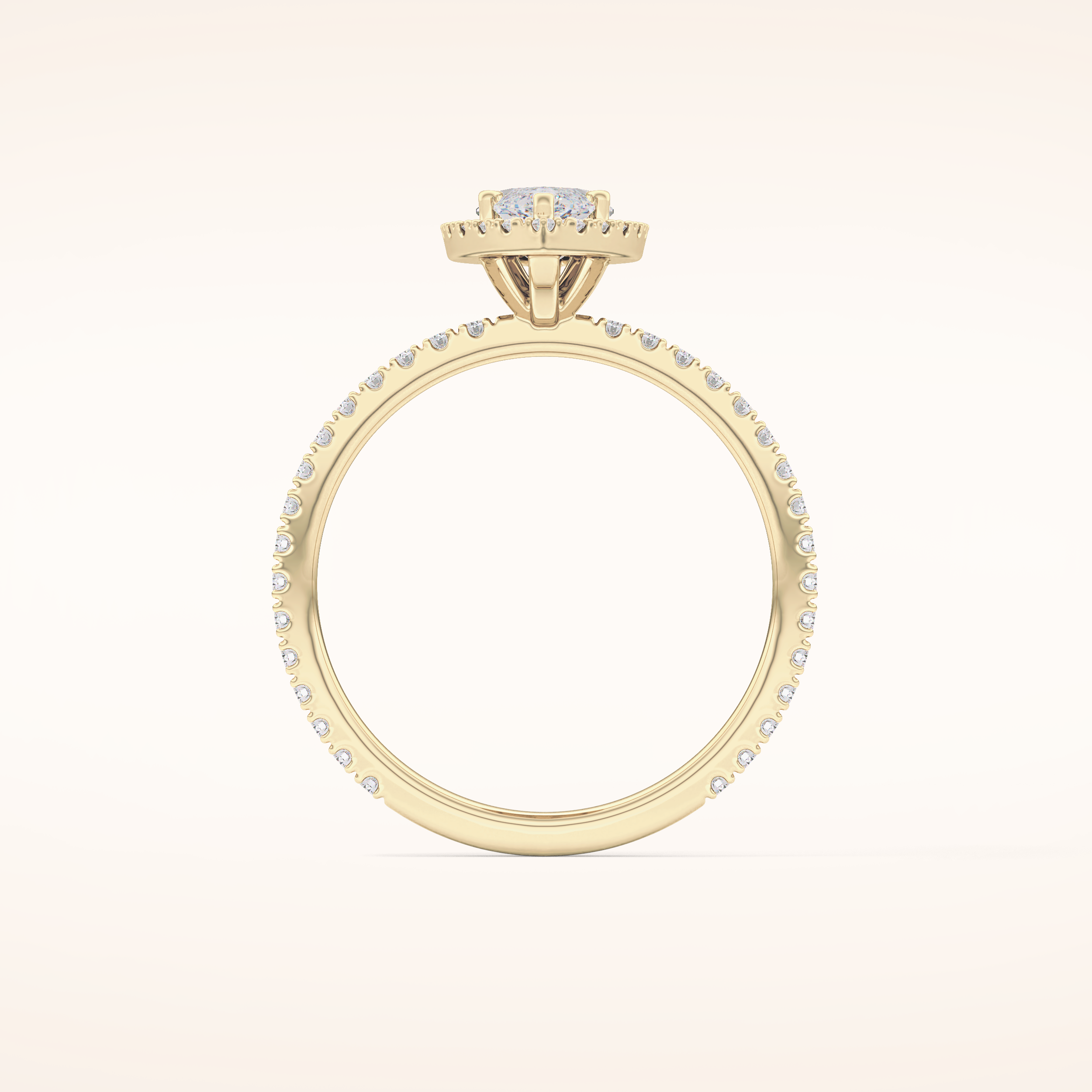 0.82 CT Marquise Shaped Halo & Pave Moissanite Engagement Ring