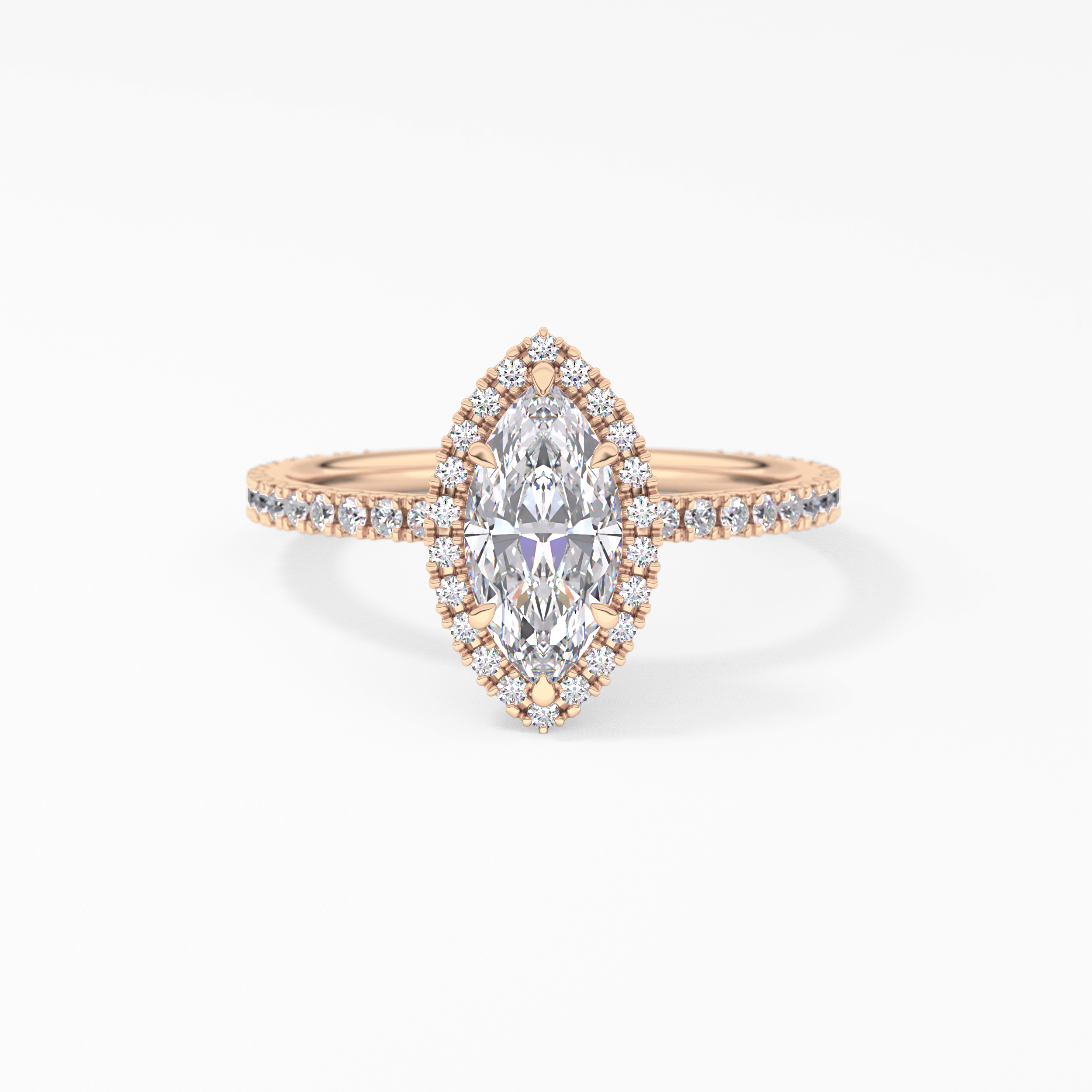 Marquise Halo & Pave Lab Grown Diamond Engagement Ring