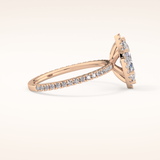 0.82 CT Marquise Shaped Halo & Pave Moissanite Engagement Ring