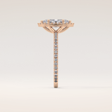 0.82 CT Marquise Shaped Halo & Pave Moissanite Engagement Ring