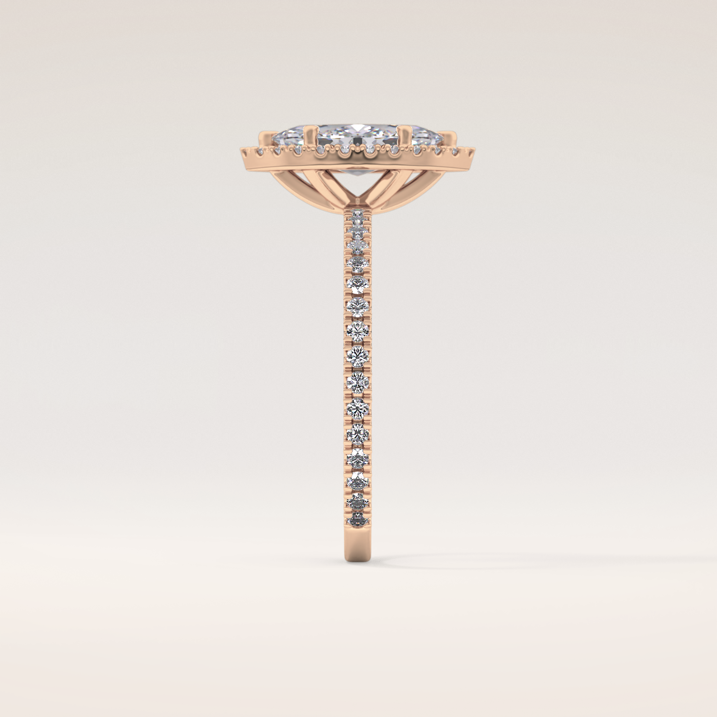 0.82 CT Marquise Shaped Halo & Pave Moissanite Engagement Ring