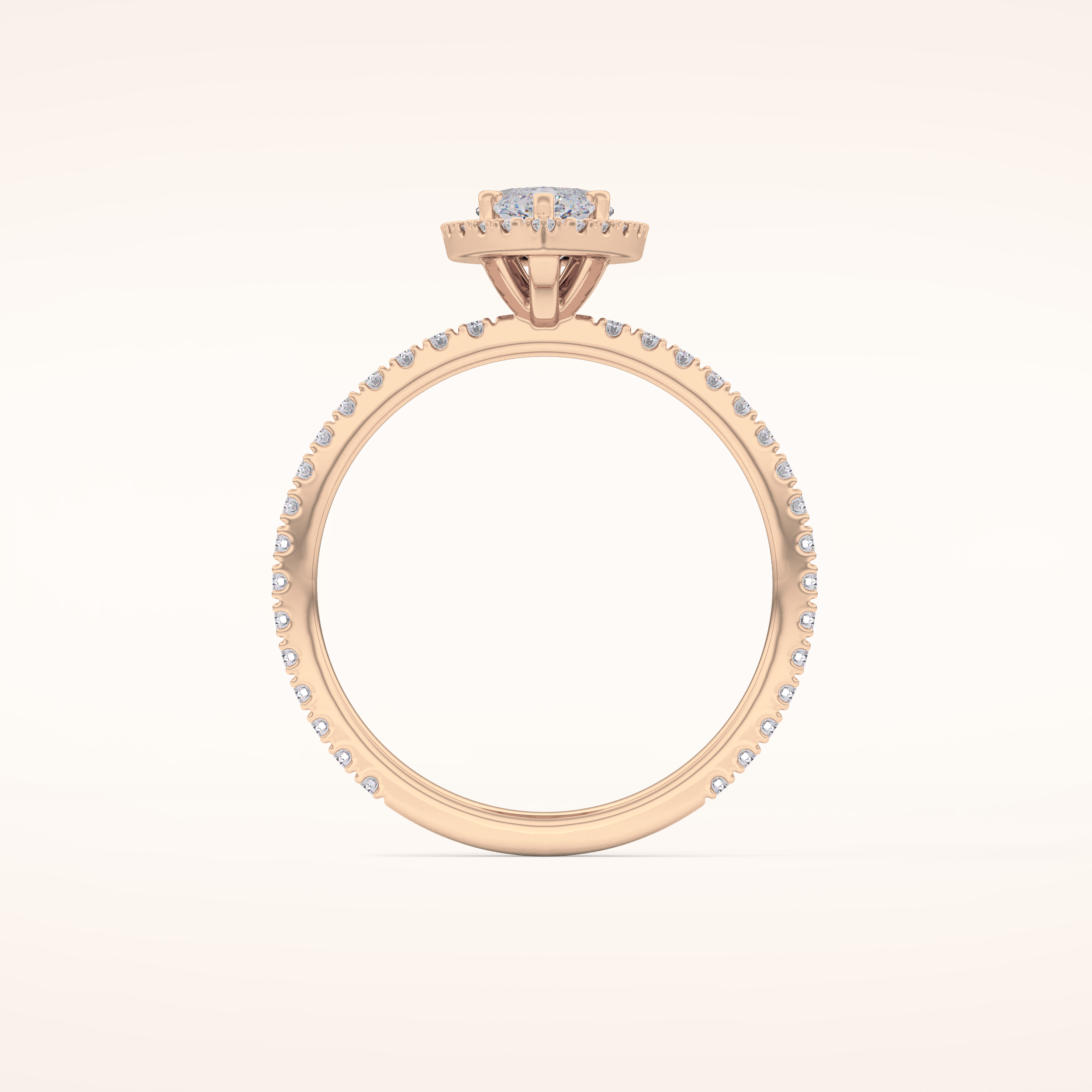 0.82 CT Marquise Shaped Halo & Pave Moissanite Engagement Ring