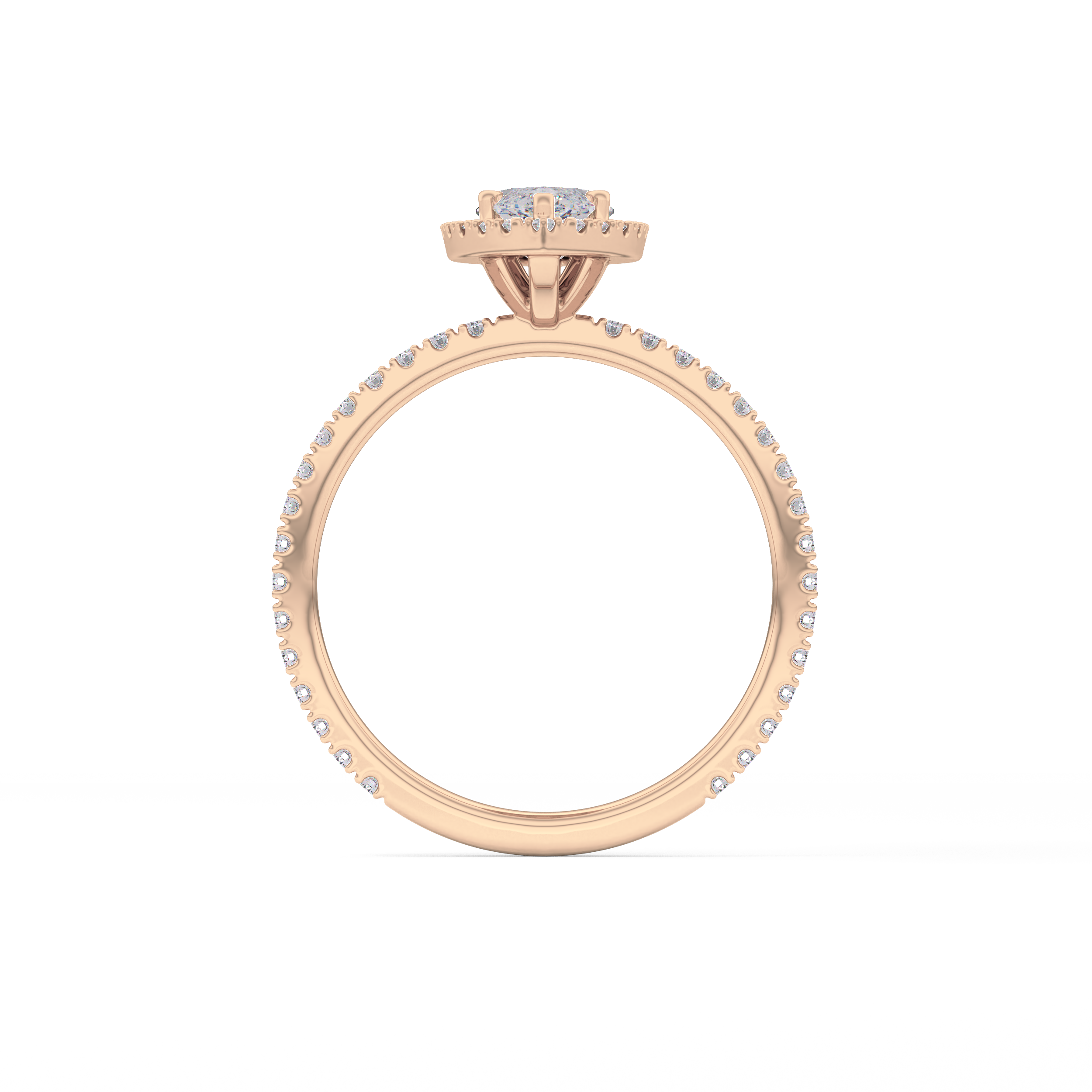 Marquise Halo & Pave Lab Grown Diamond Engagement Ring