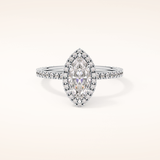0.82 CT Marquise Shaped Halo & Pave Moissanite Engagement Ring