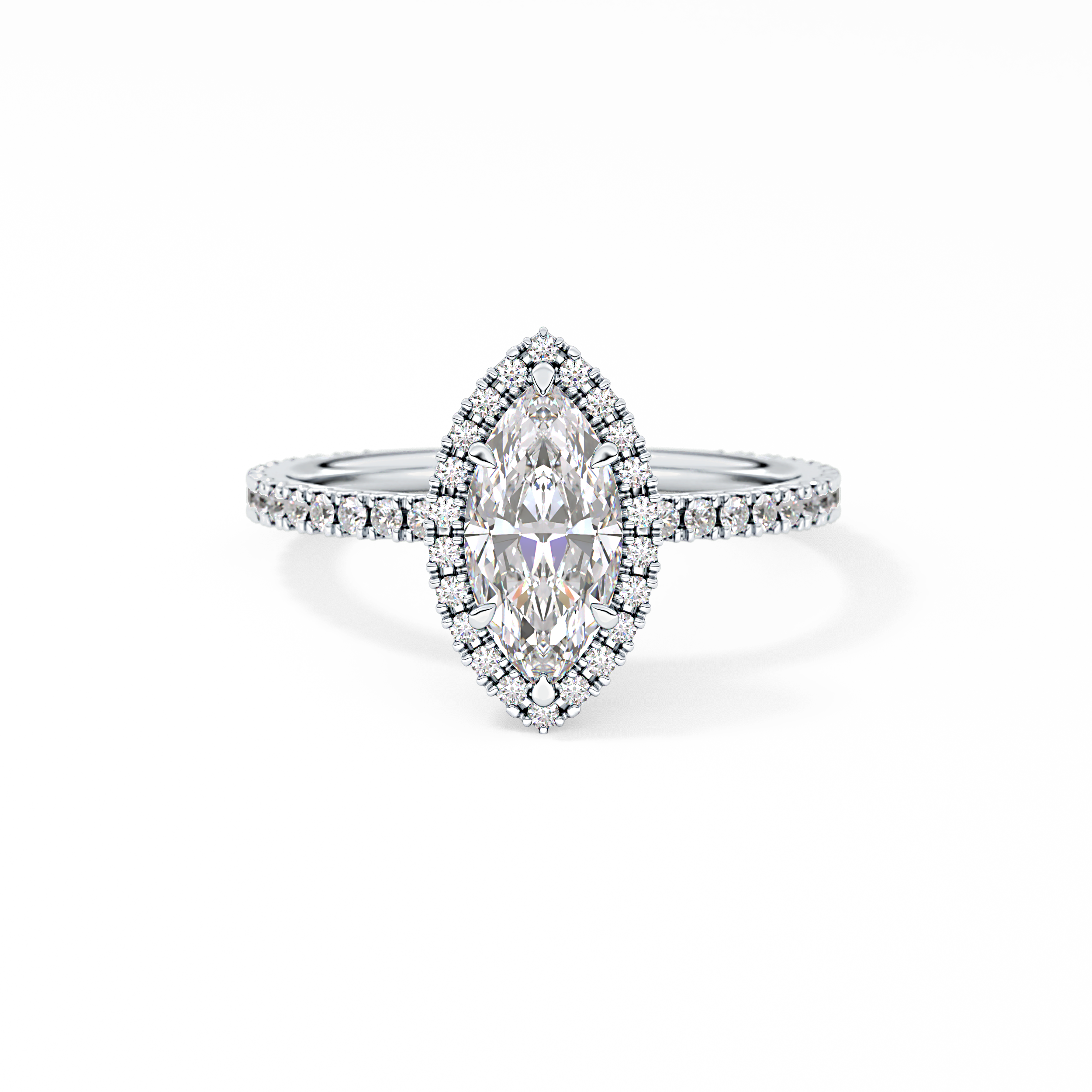Marquise Halo & Pave Lab Grown Diamond Engagement Ring