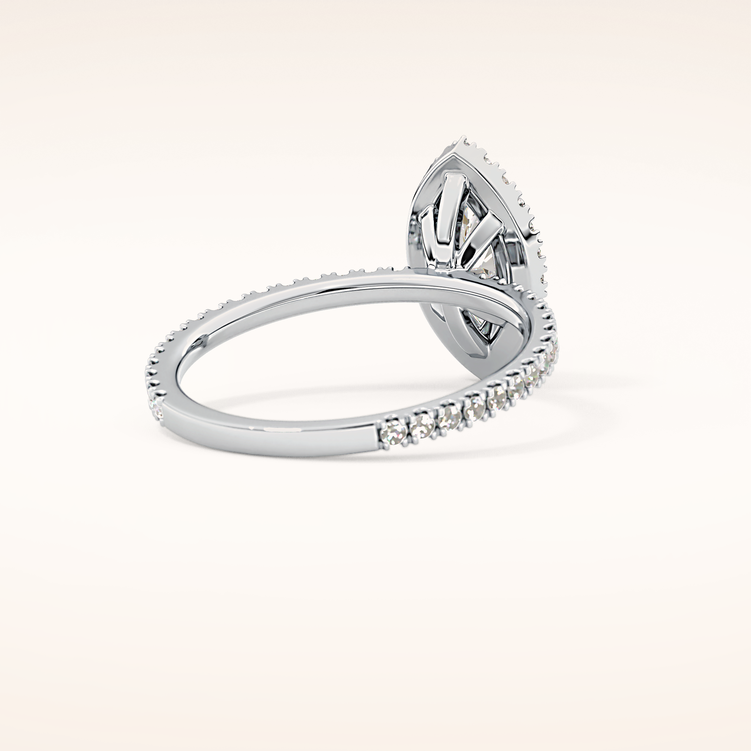 0.82 CT Marquise Shaped Halo & Pave Moissanite Engagement Ring