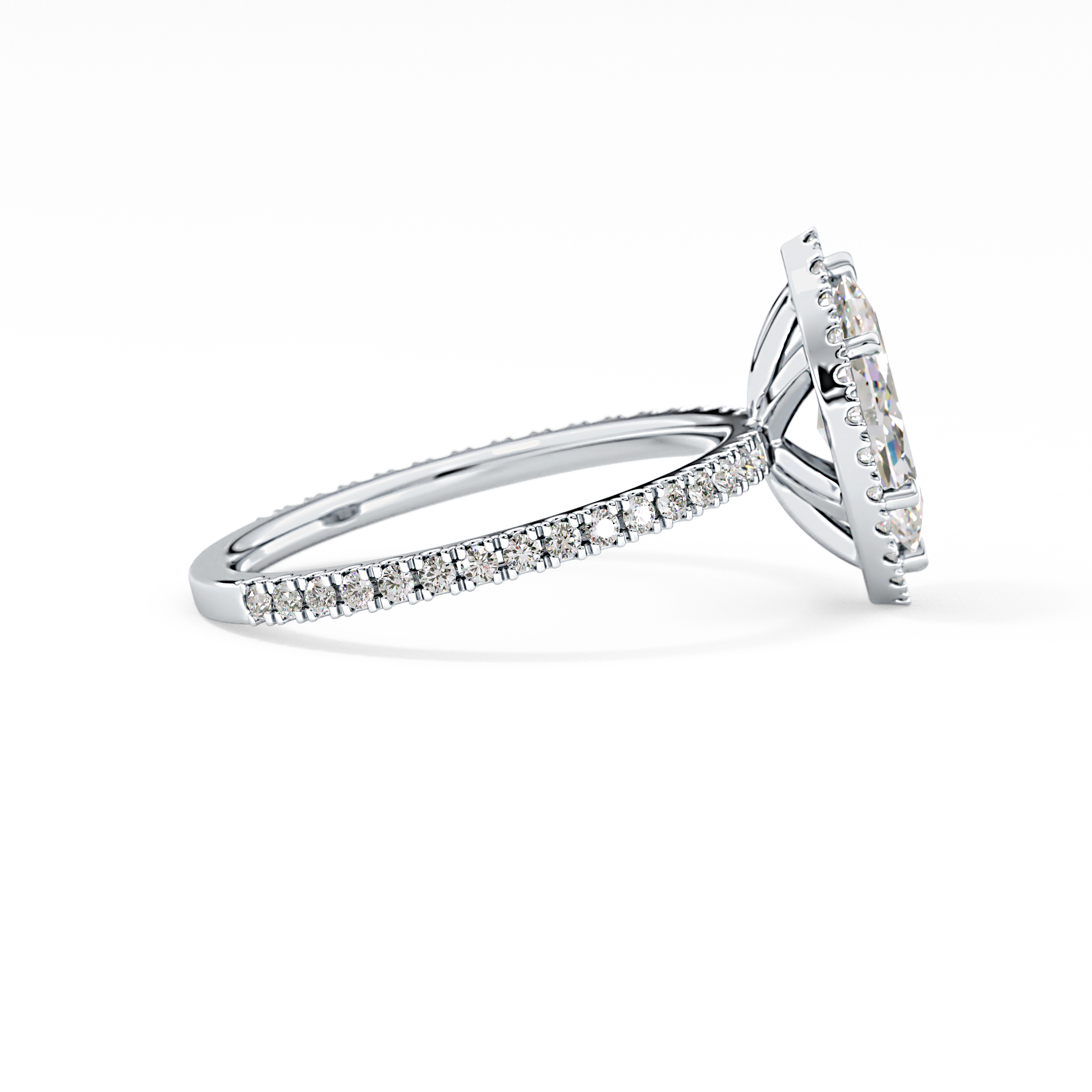 Marquise Halo & Pave Lab Grown Diamond Engagement Ring