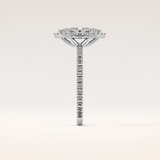 0.82 CT Marquise Shaped Halo & Pave Moissanite Engagement Ring