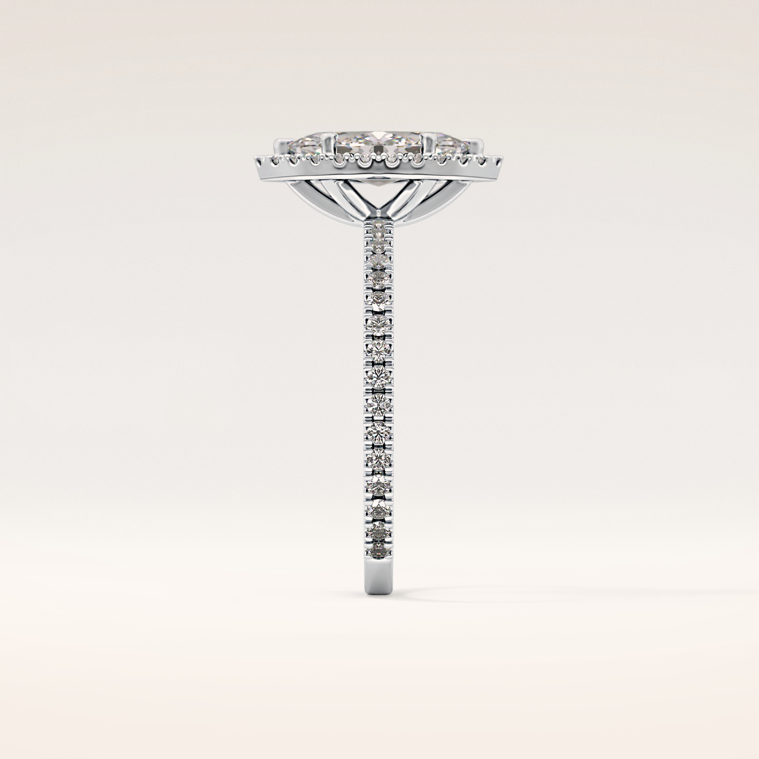 0.82 CT Marquise Shaped Halo & Pave Moissanite Engagement Ring