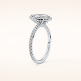 0.82 CT Marquise Shaped Halo & Pave Moissanite Engagement Ring