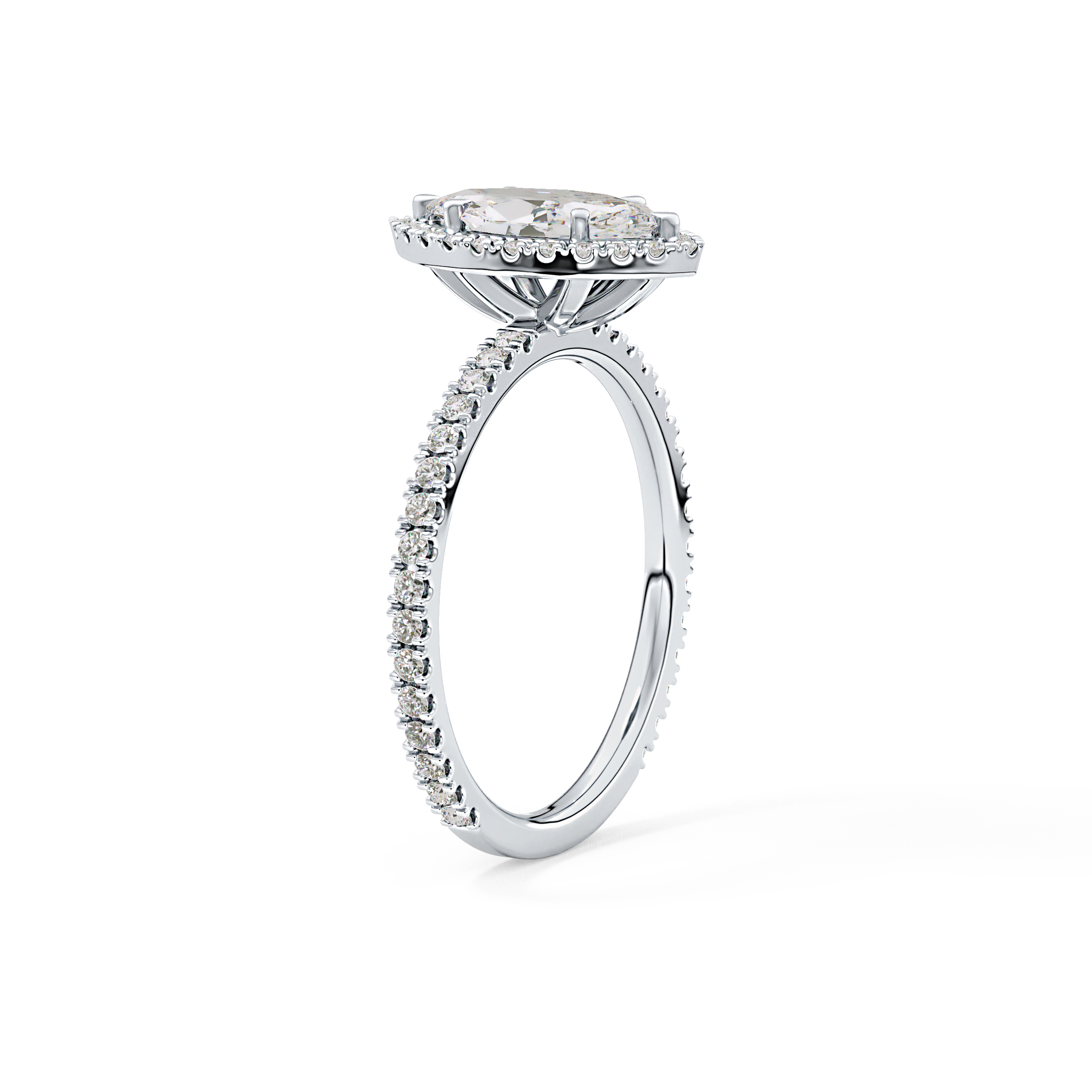 Marquise Halo & Pave Lab Grown Diamond Engagement Ring
