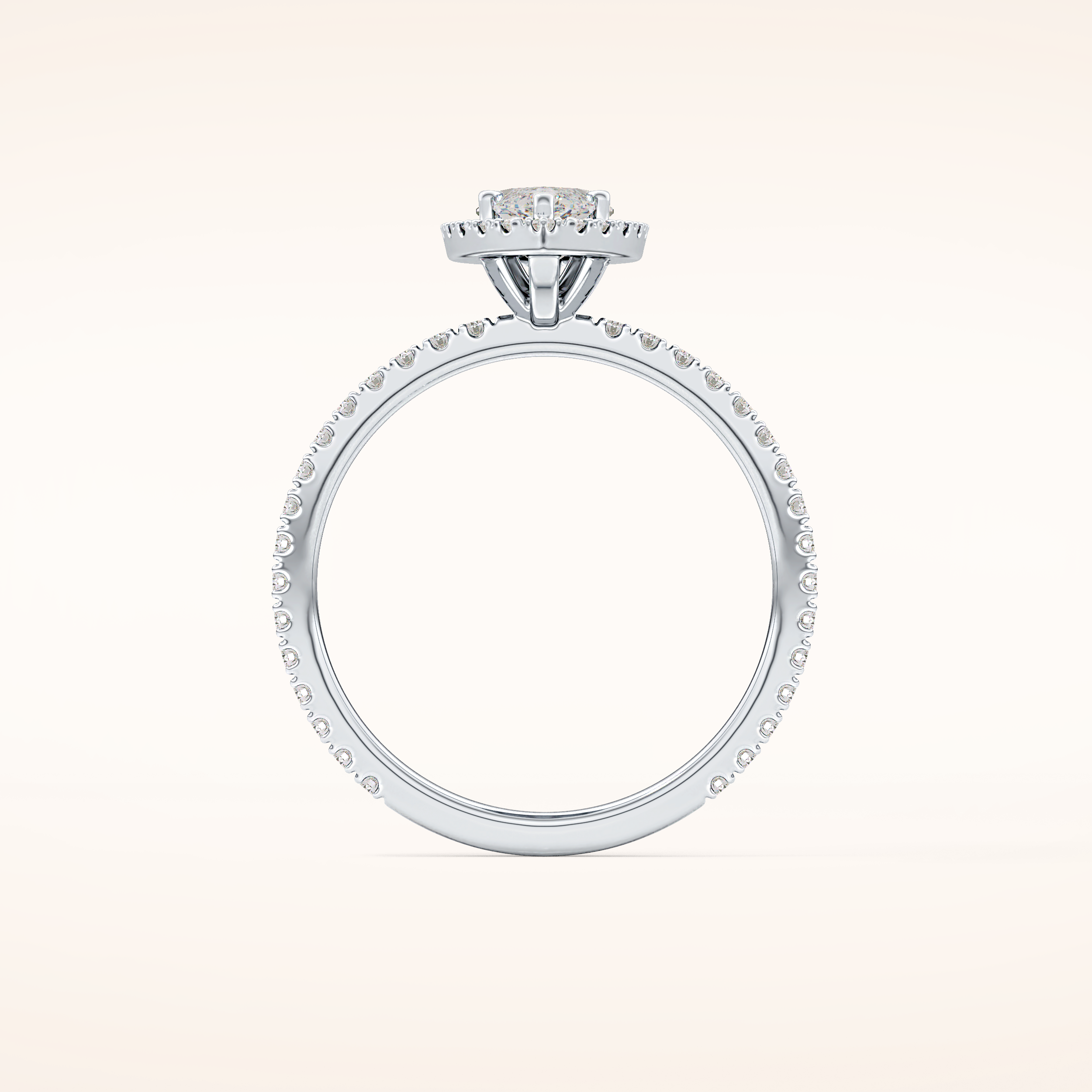 0.82 CT Marquise Shaped Halo & Pave Moissanite Engagement Ring