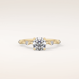 1.03 CT Round Shaped Dainty Pave Moissanite Engagement Ring
