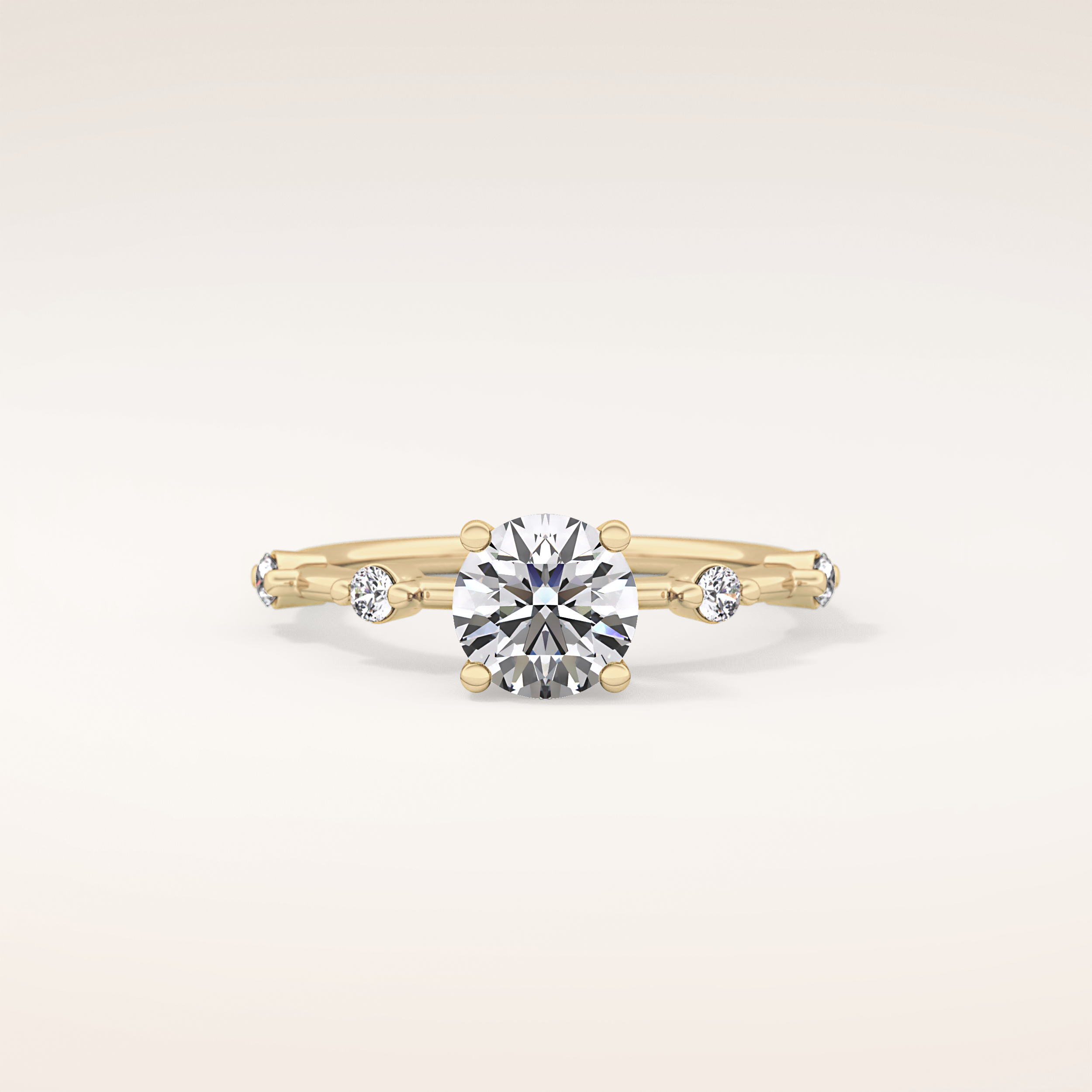 1.03 CT Round Shaped Dainty Pave Moissanite Engagement Ring
