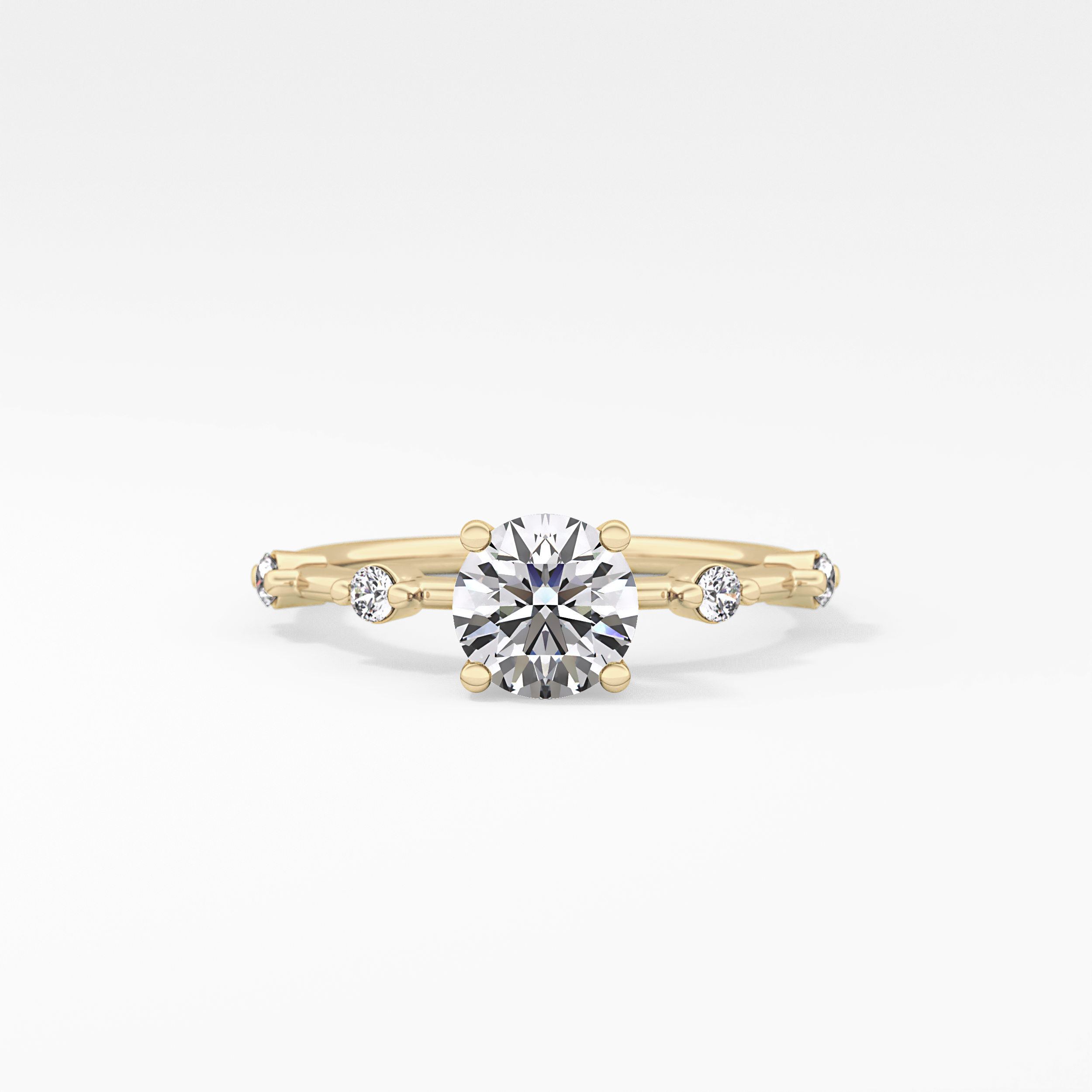 Round Dainty Pave Lab Grown Diamond Engagement Ring