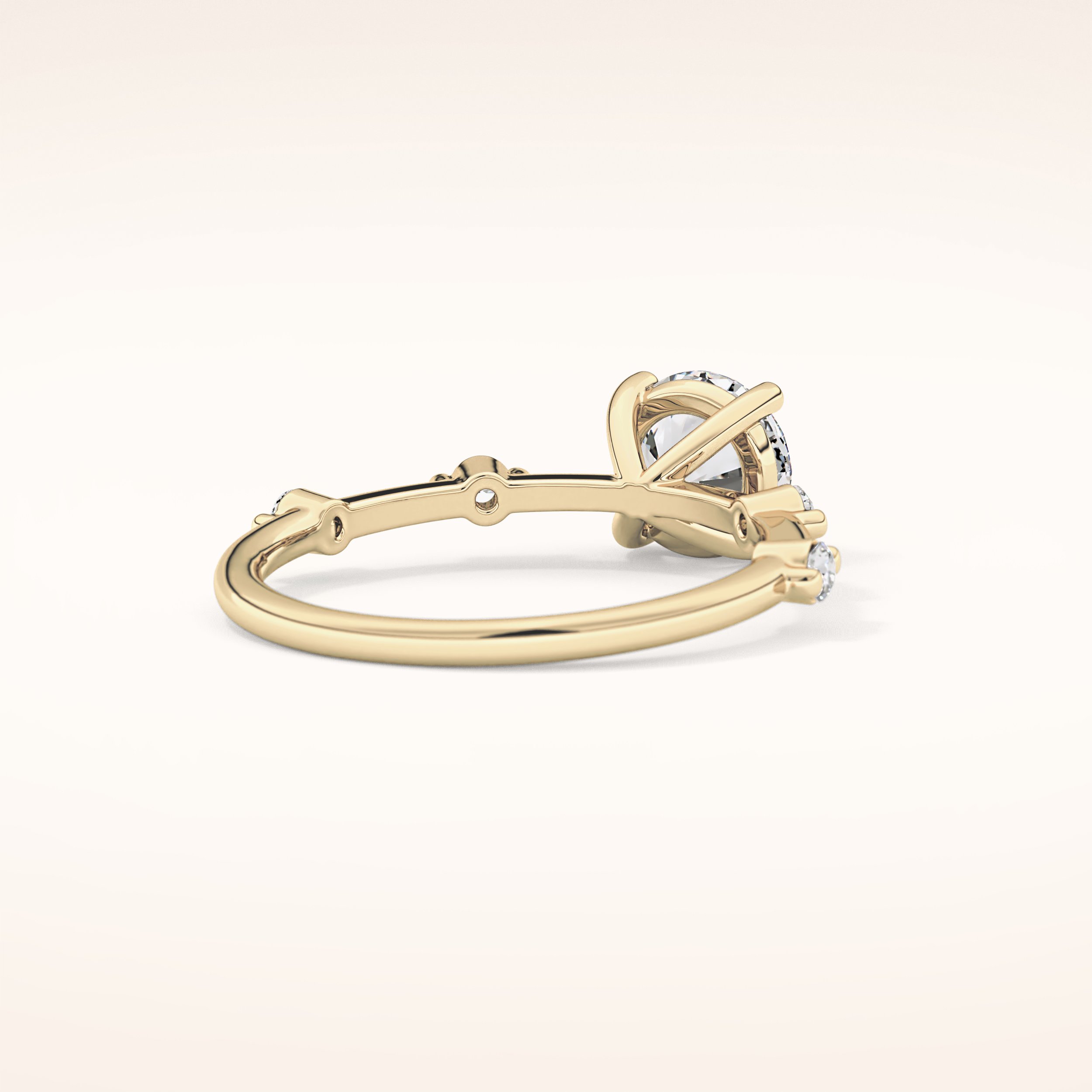 1.03 CT Round Shaped Dainty Pave Moissanite Engagement Ring