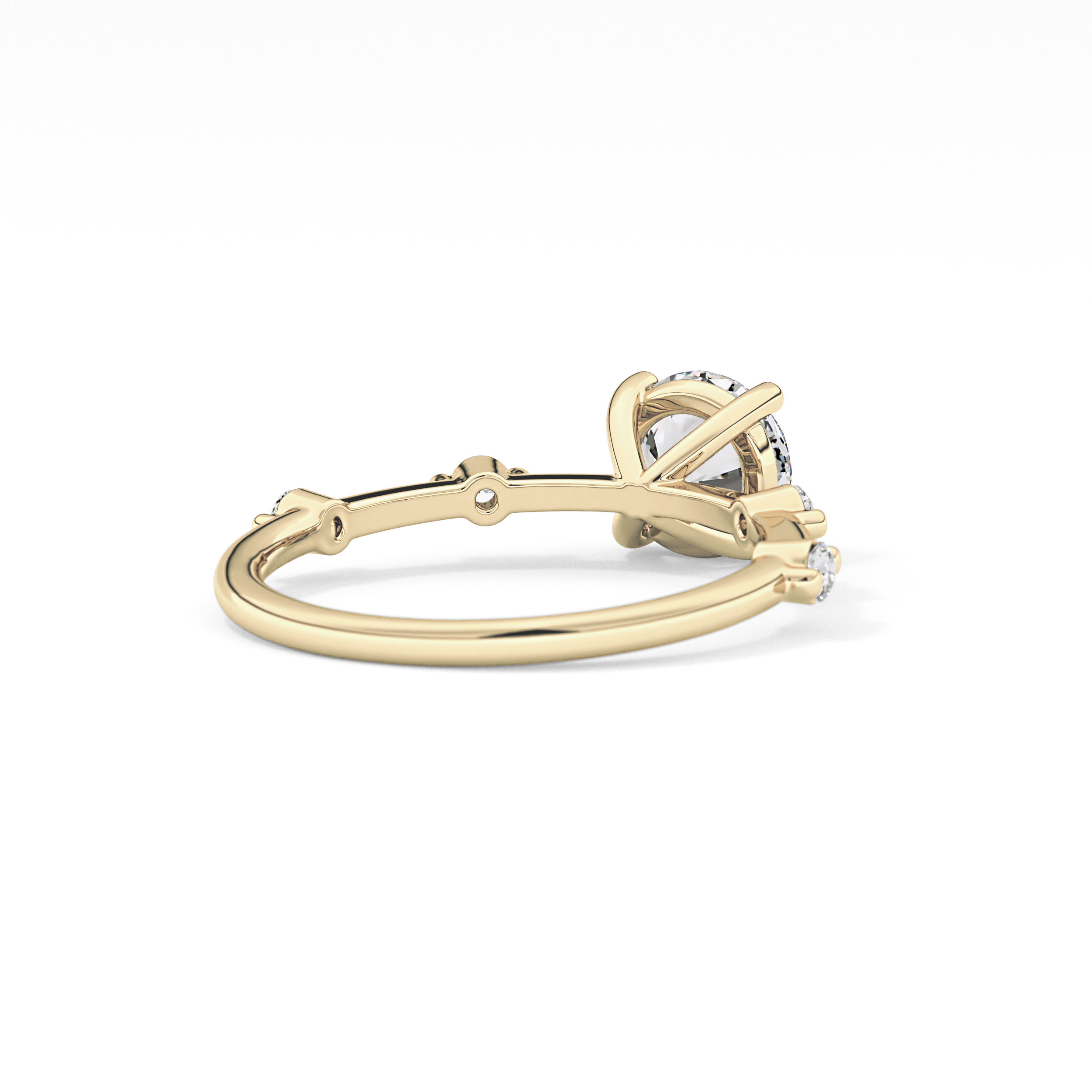 Round Dainty Pave Lab Grown Diamond Engagement Ring