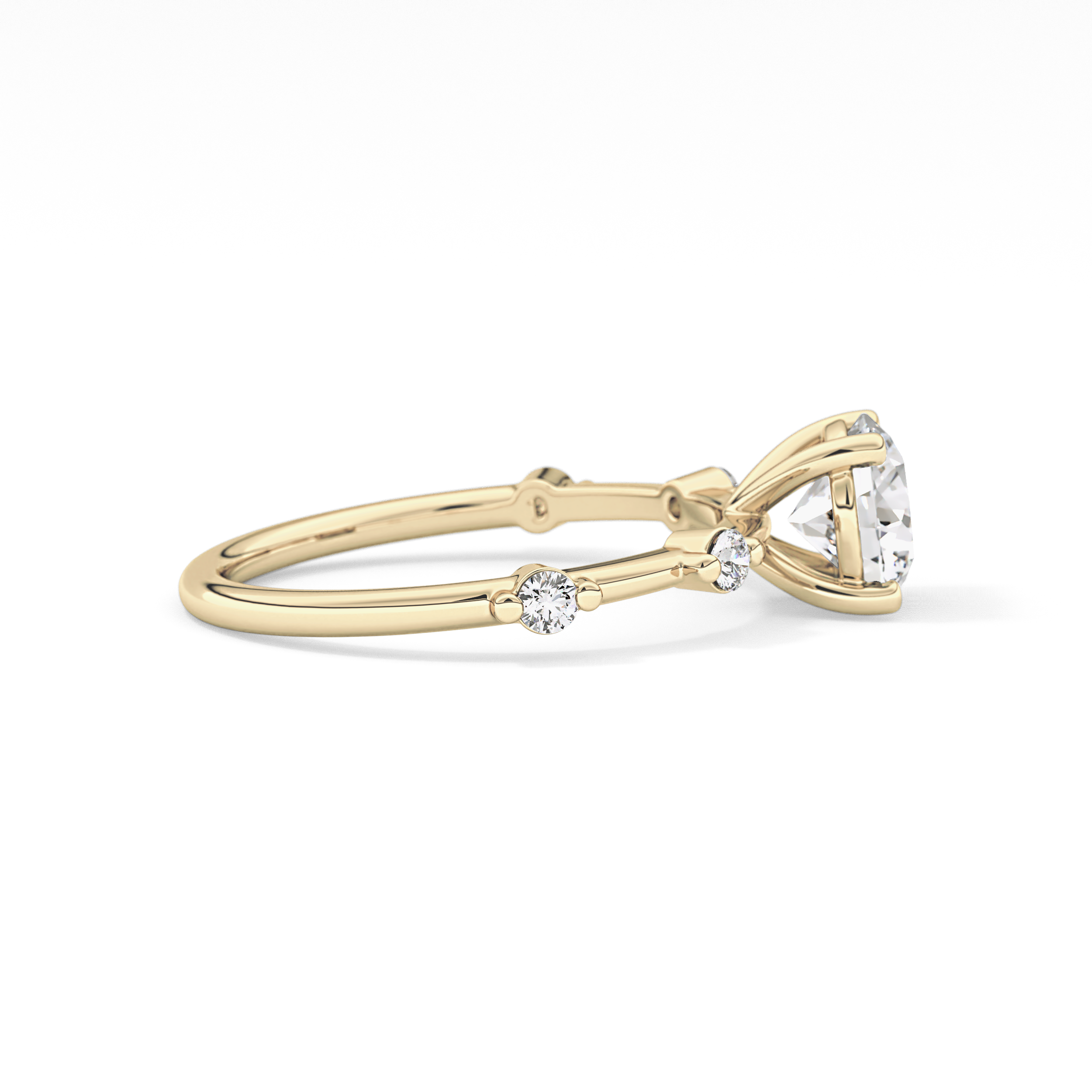 Round Dainty Pave Lab Grown Diamond Engagement Ring