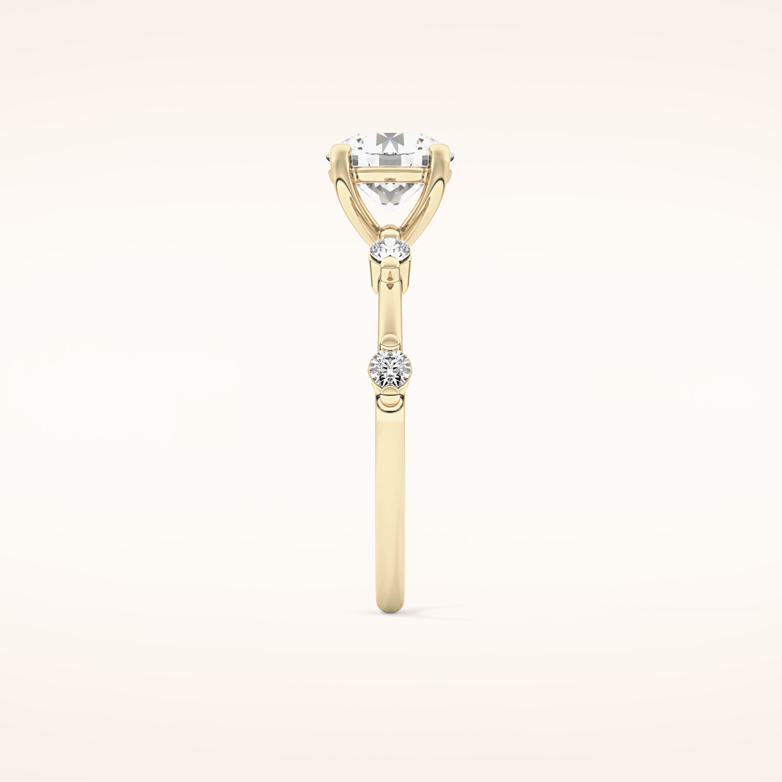 1.03 CT Round Shaped Dainty Pave Moissanite Engagement Ring