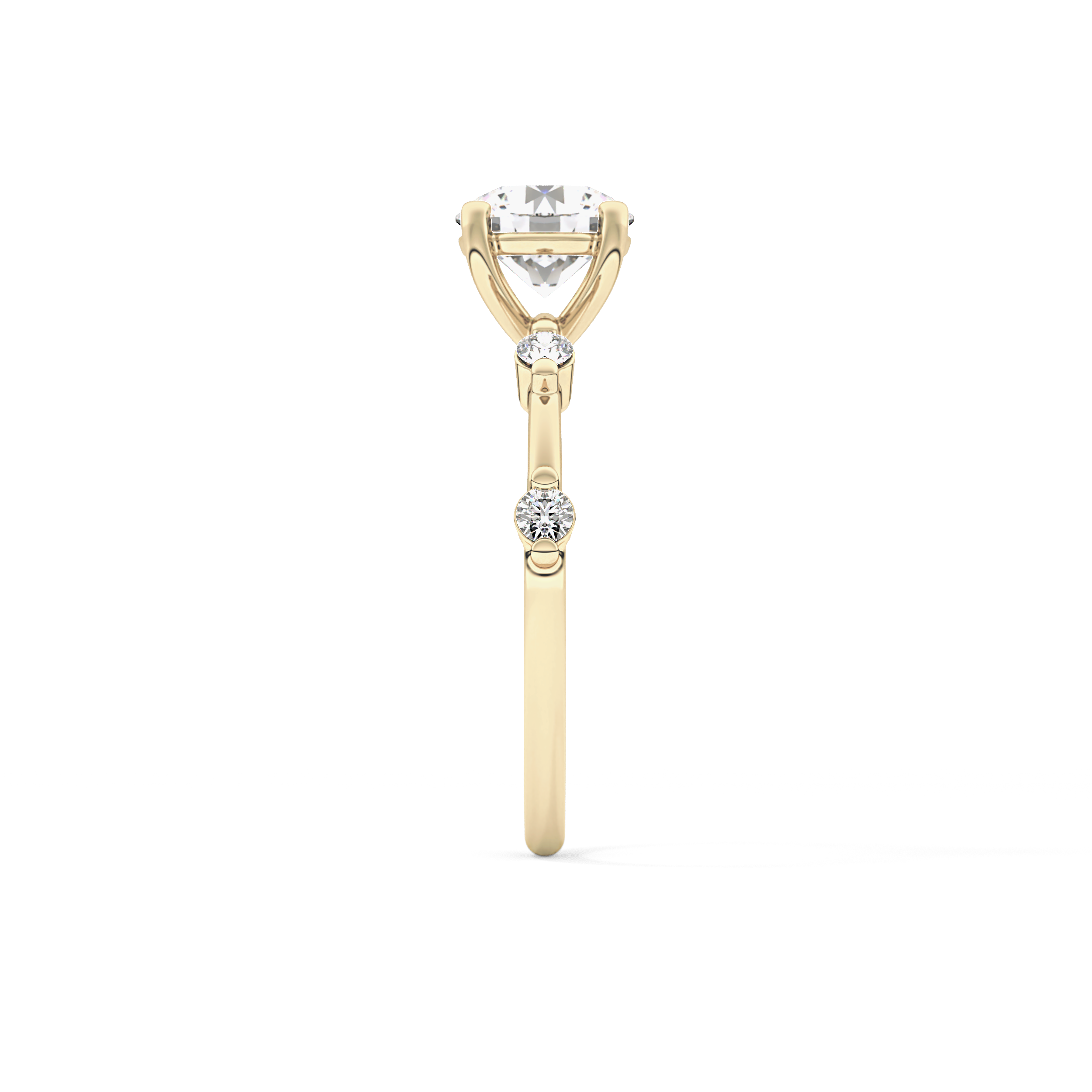 Round Dainty Pave Lab Grown Diamond Engagement Ring