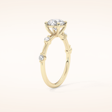 1.03 CT Round Shaped Dainty Pave Moissanite Engagement Ring