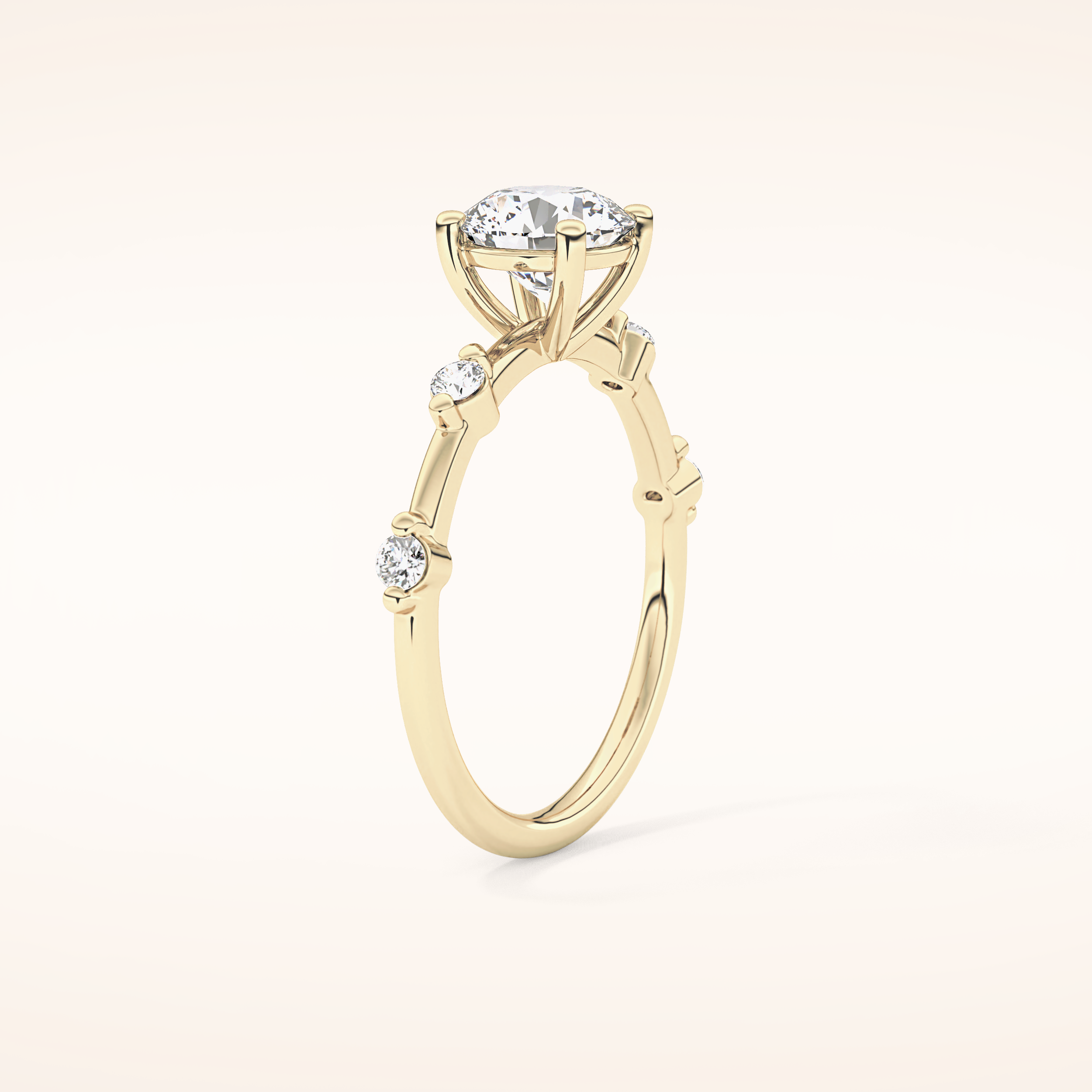 1.03 CT Round Shaped Dainty Pave Moissanite Engagement Ring