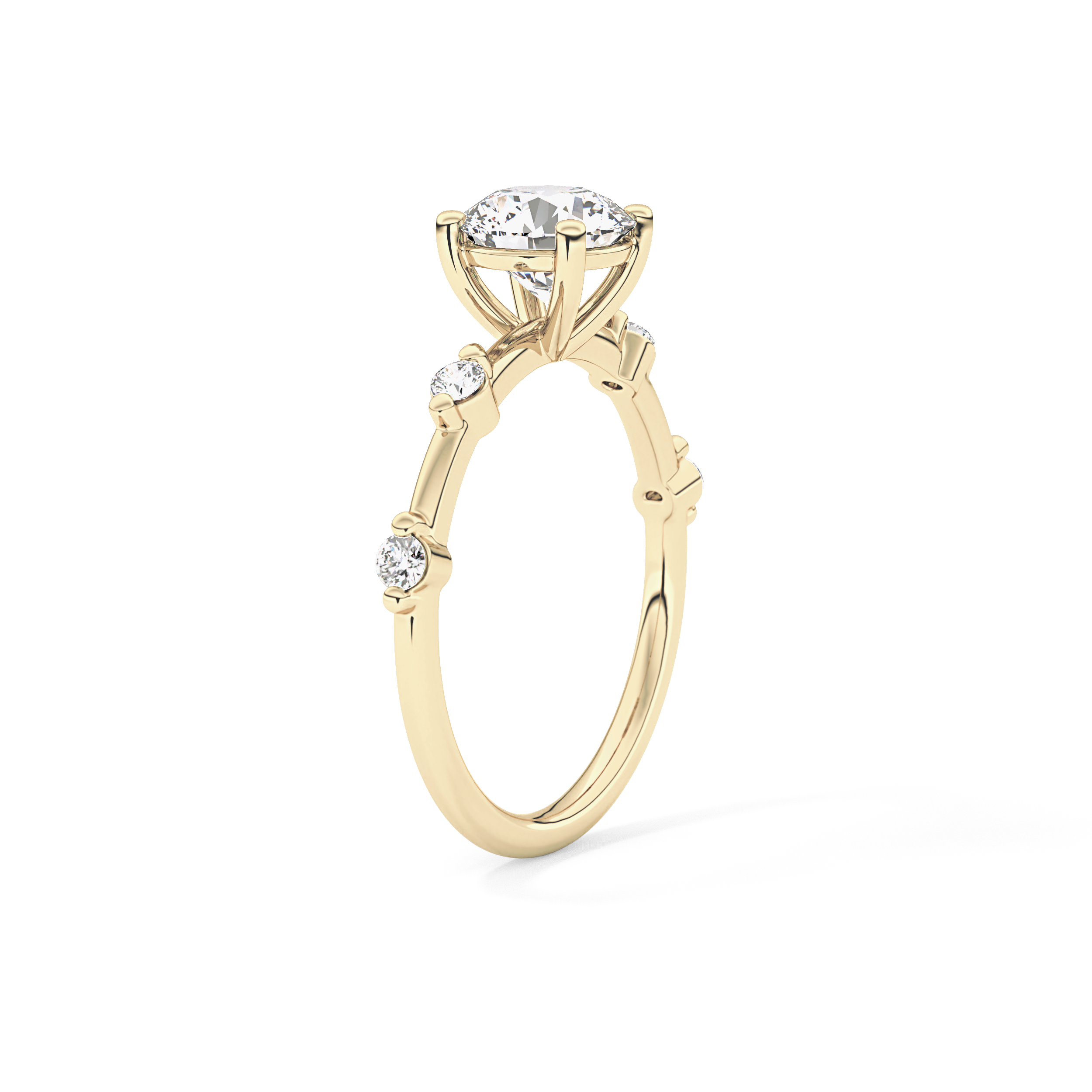 Round Dainty Pave Lab Grown Diamond Engagement Ring