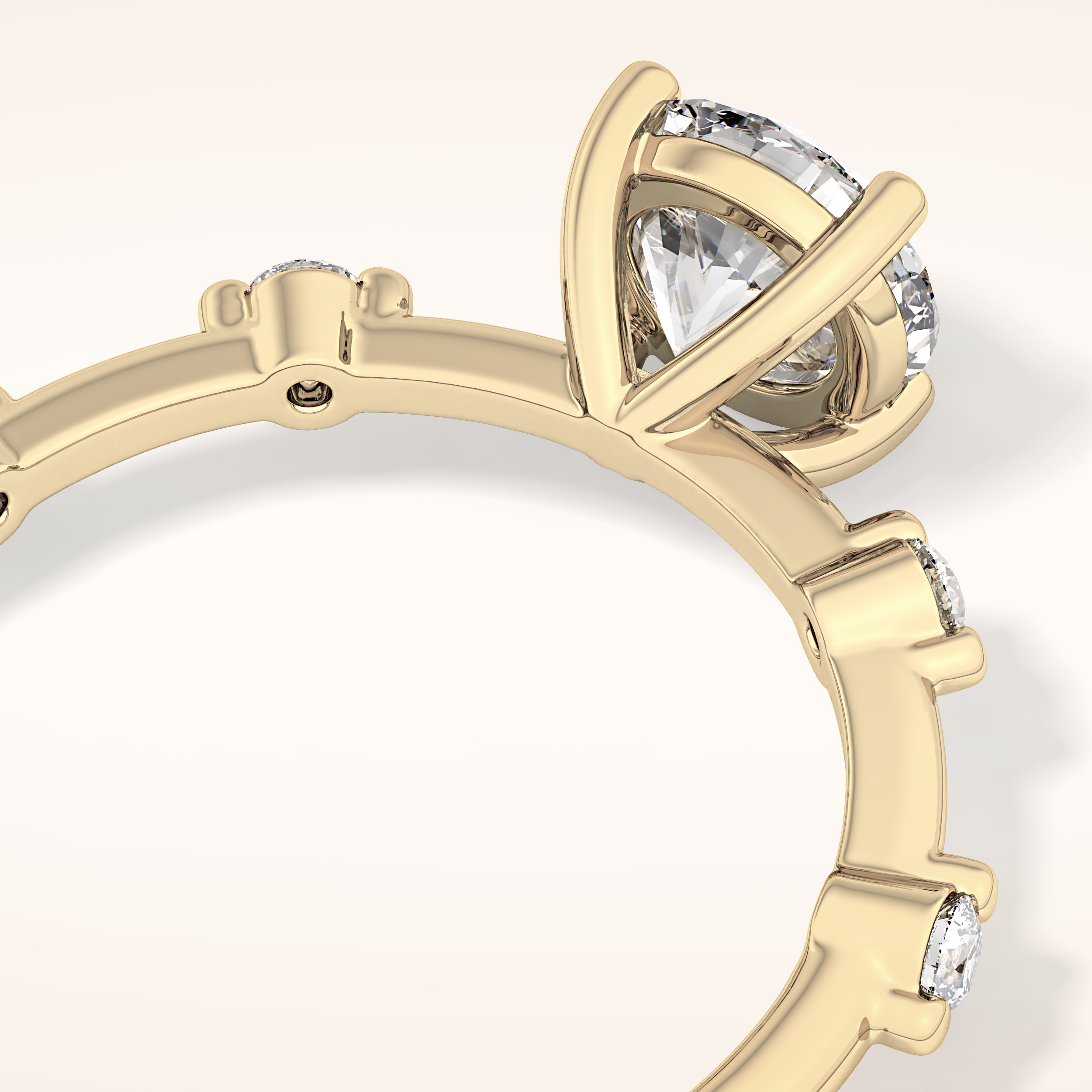 1.03 CT Round Shaped Dainty Pave Moissanite Engagement Ring