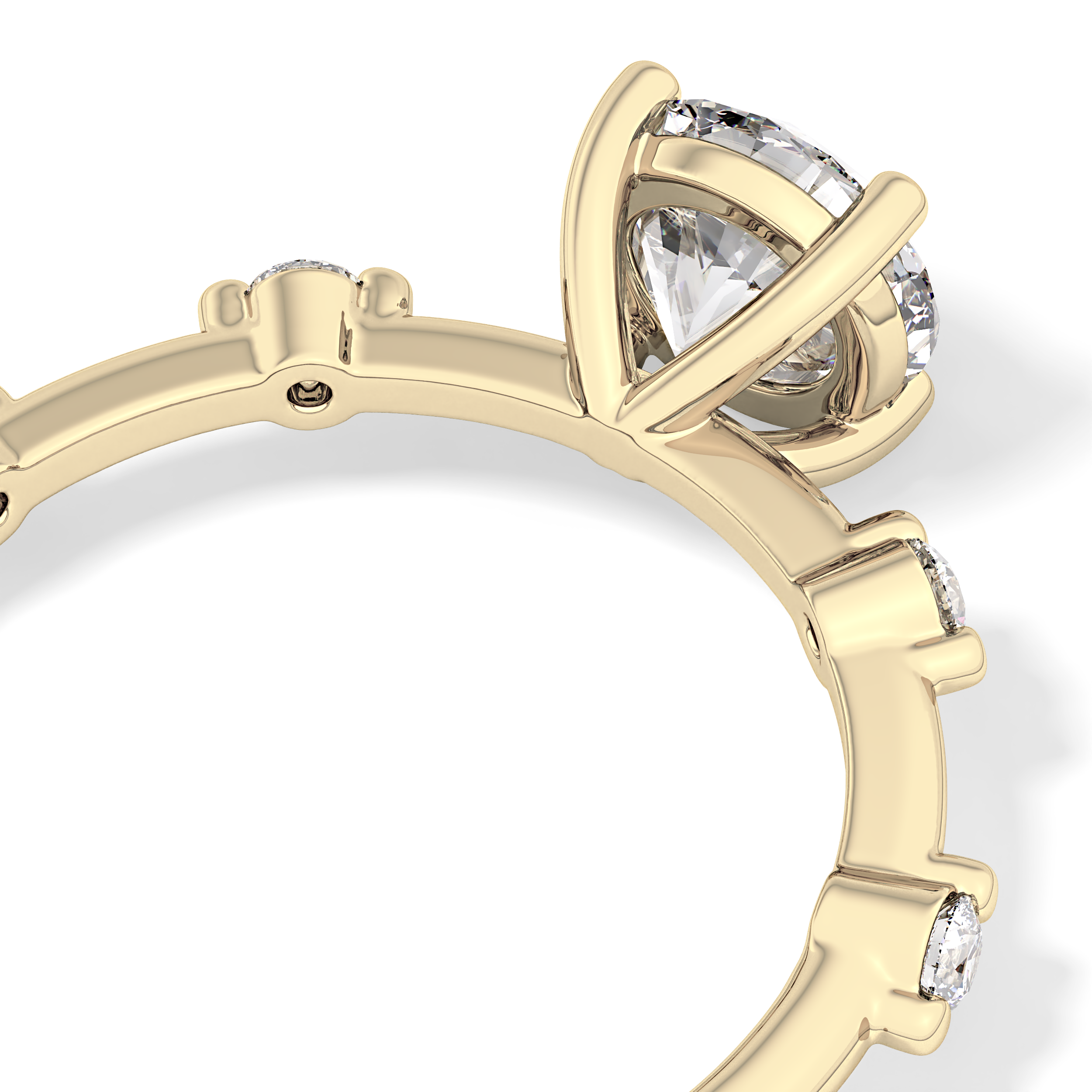 Round Dainty Pave Lab Grown Diamond Engagement Ring