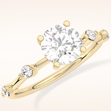 1.03 CT Round Shaped Dainty Pave Moissanite Engagement Ring