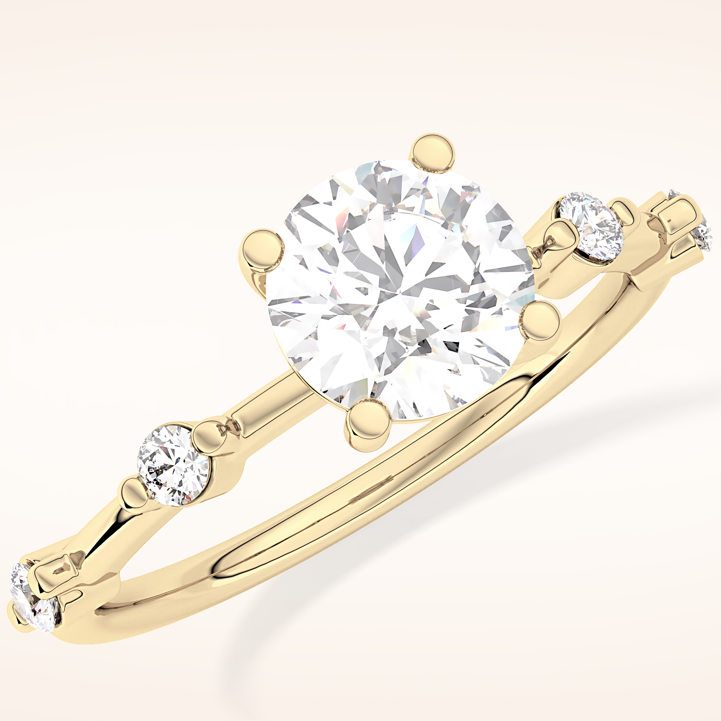 1.03 CT Round Shaped Dainty Pave Moissanite Engagement Ring