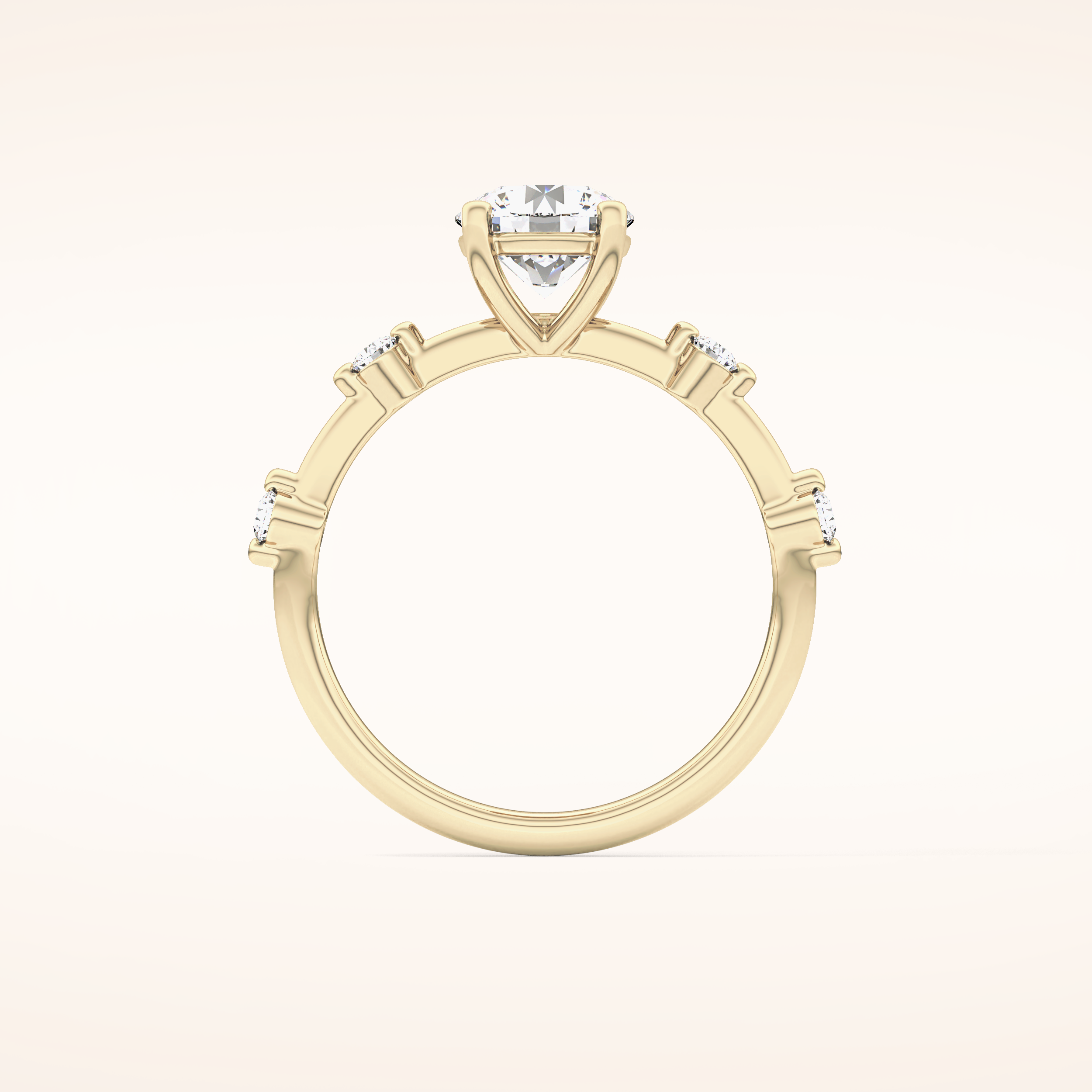 1.03 CT Round Shaped Dainty Pave Moissanite Engagement Ring