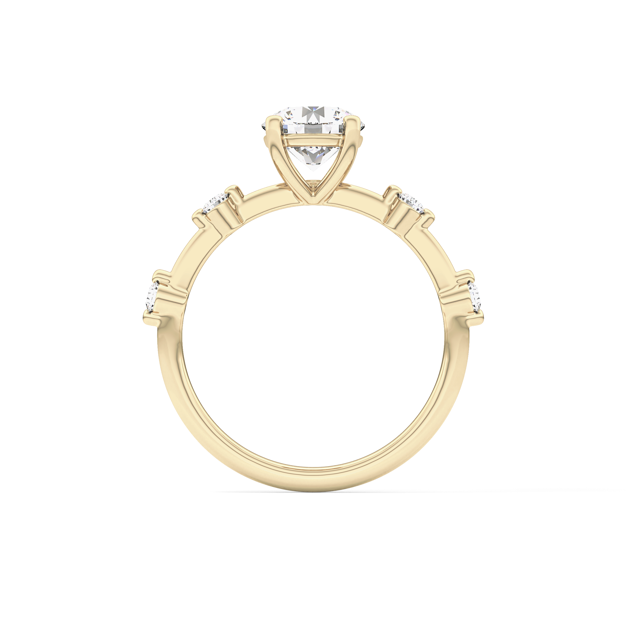Round Dainty Pave Lab Grown Diamond Engagement Ring