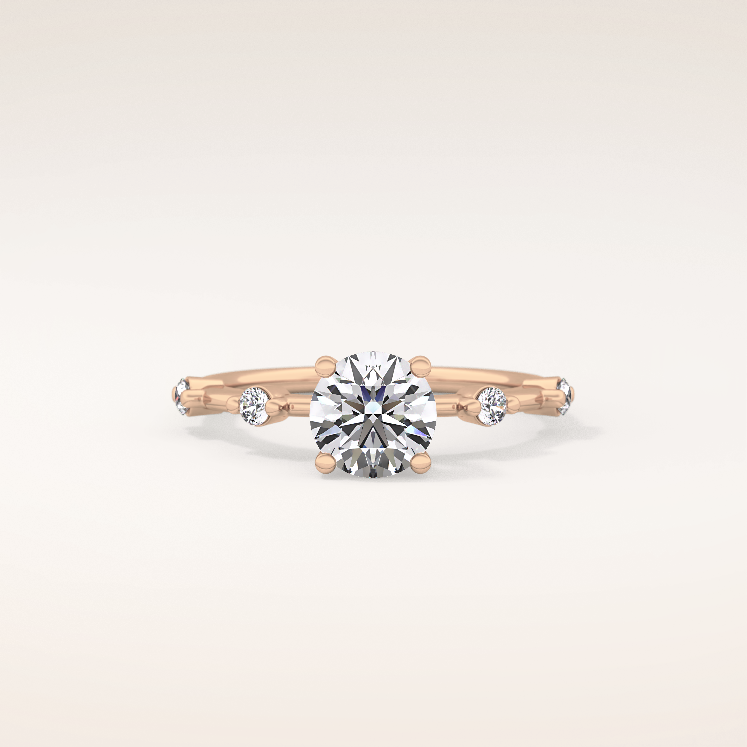 1.03 CT Round Shaped Dainty Pave Moissanite Engagement Ring