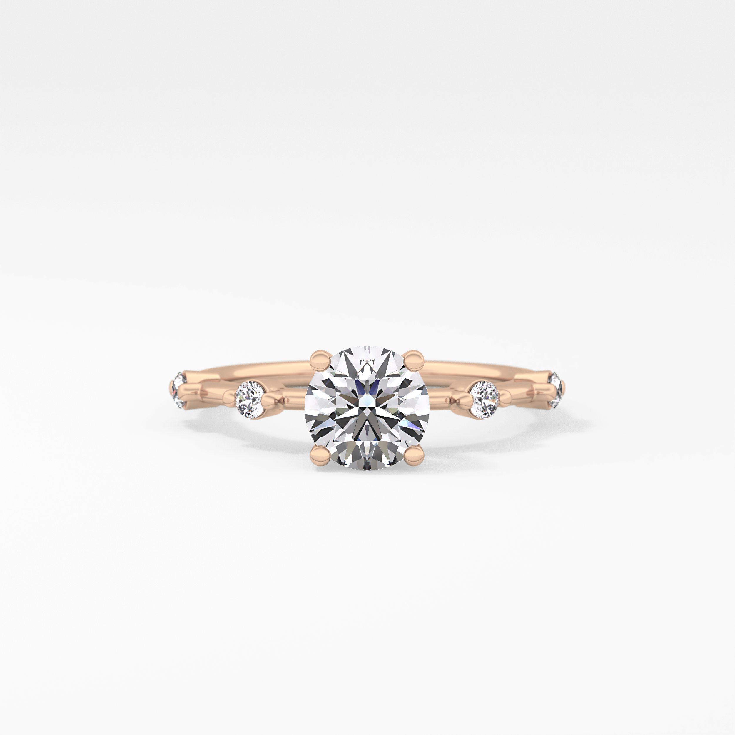 Round Dainty Pave Lab Grown Diamond Engagement Ring