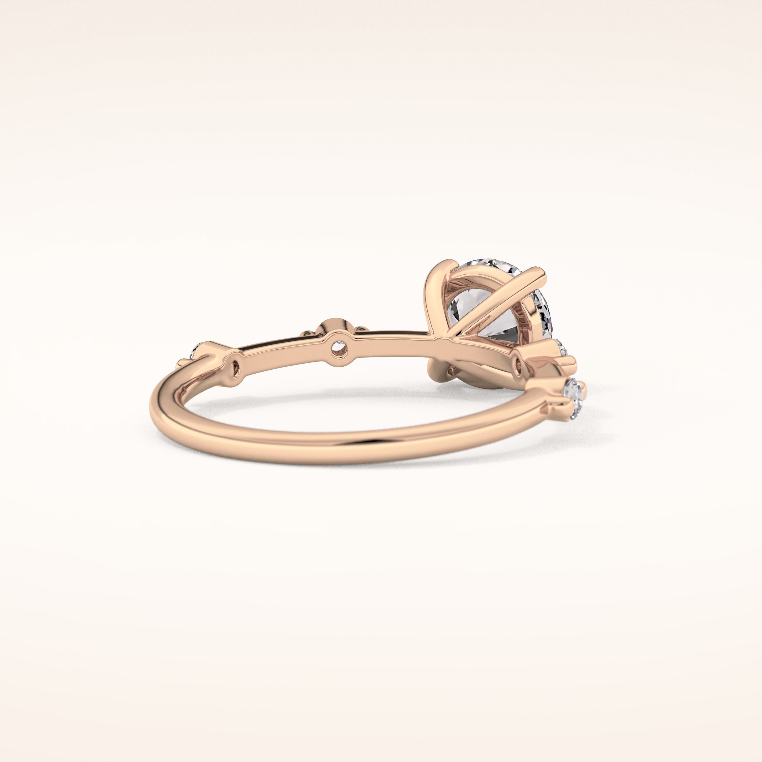 1.03 CT Round Shaped Dainty Pave Moissanite Engagement Ring
