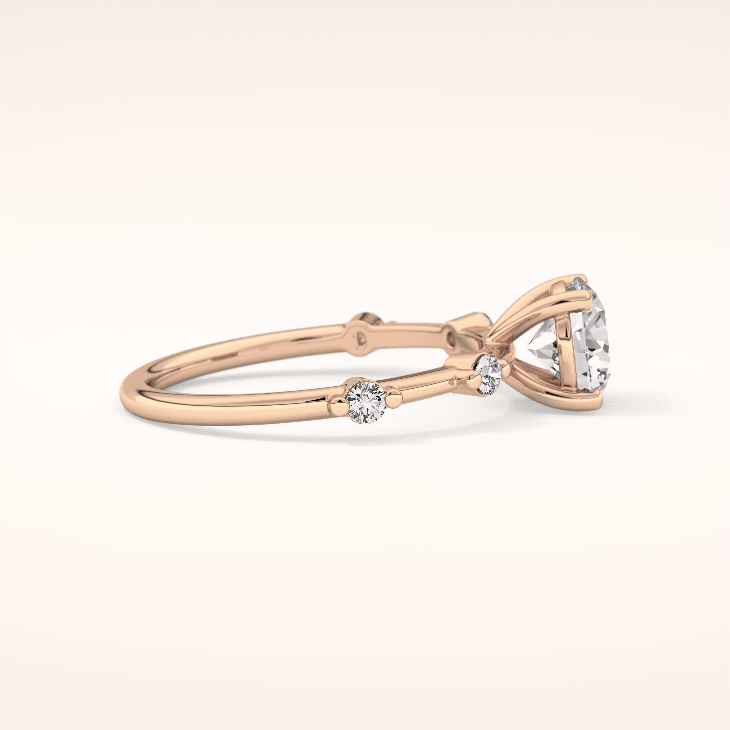 1.03 CT Round Shaped Dainty Pave Moissanite Engagement Ring