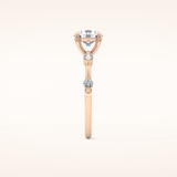 1.03 CT Round Shaped Dainty Pave Moissanite Engagement Ring