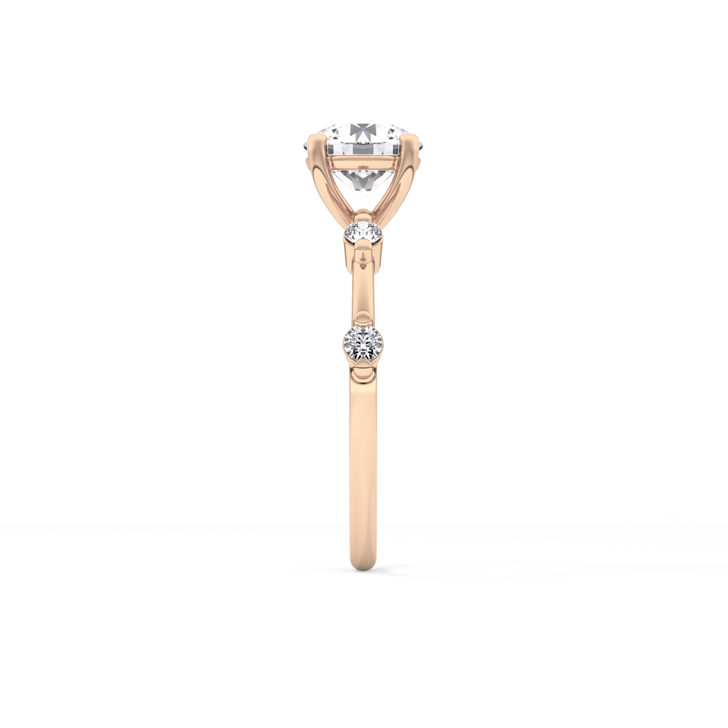 Round Dainty Pave Lab Grown Diamond Engagement Ring